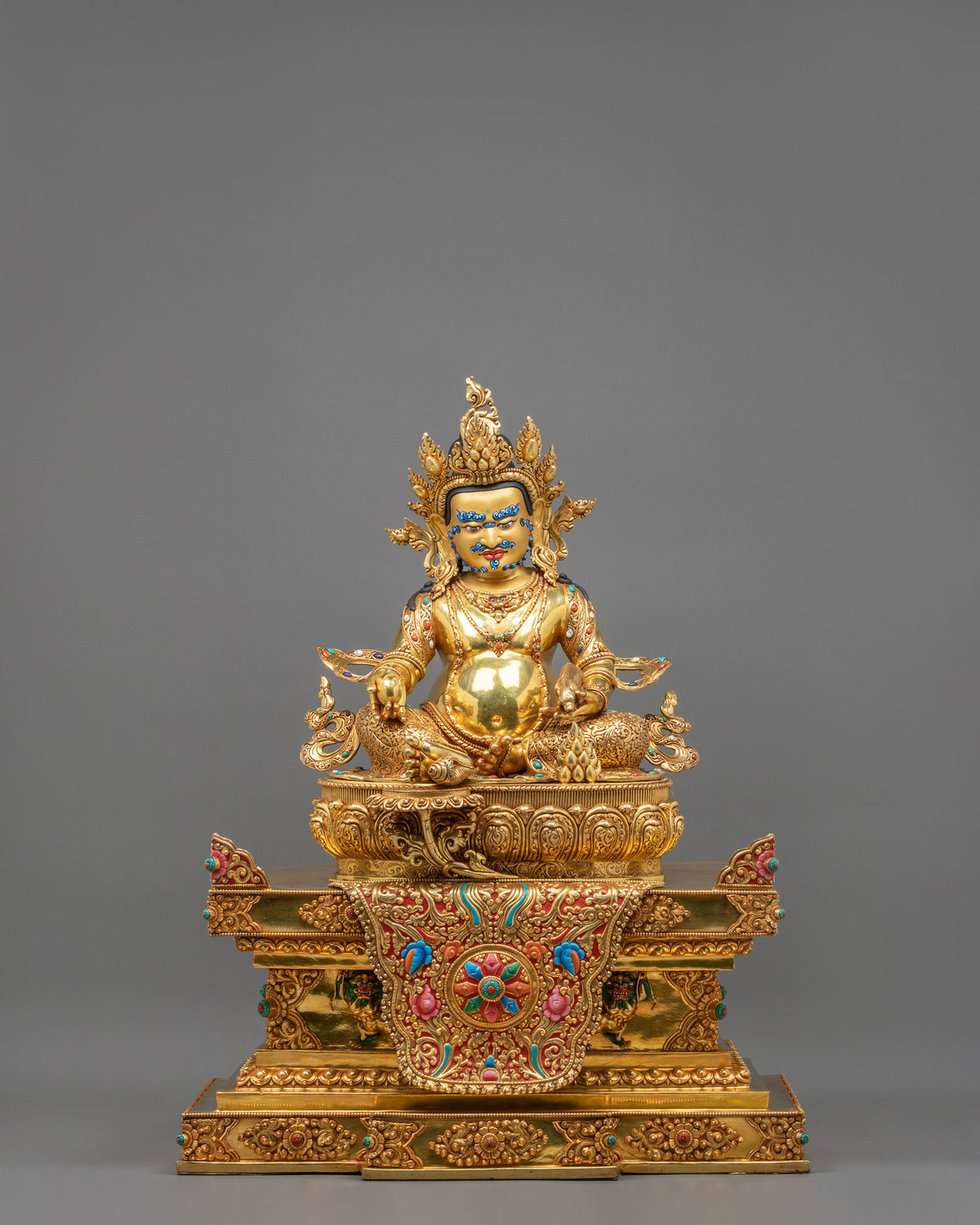 24K Gold Gilded Dzambhala Statue | Buddhist Deity of Wealth