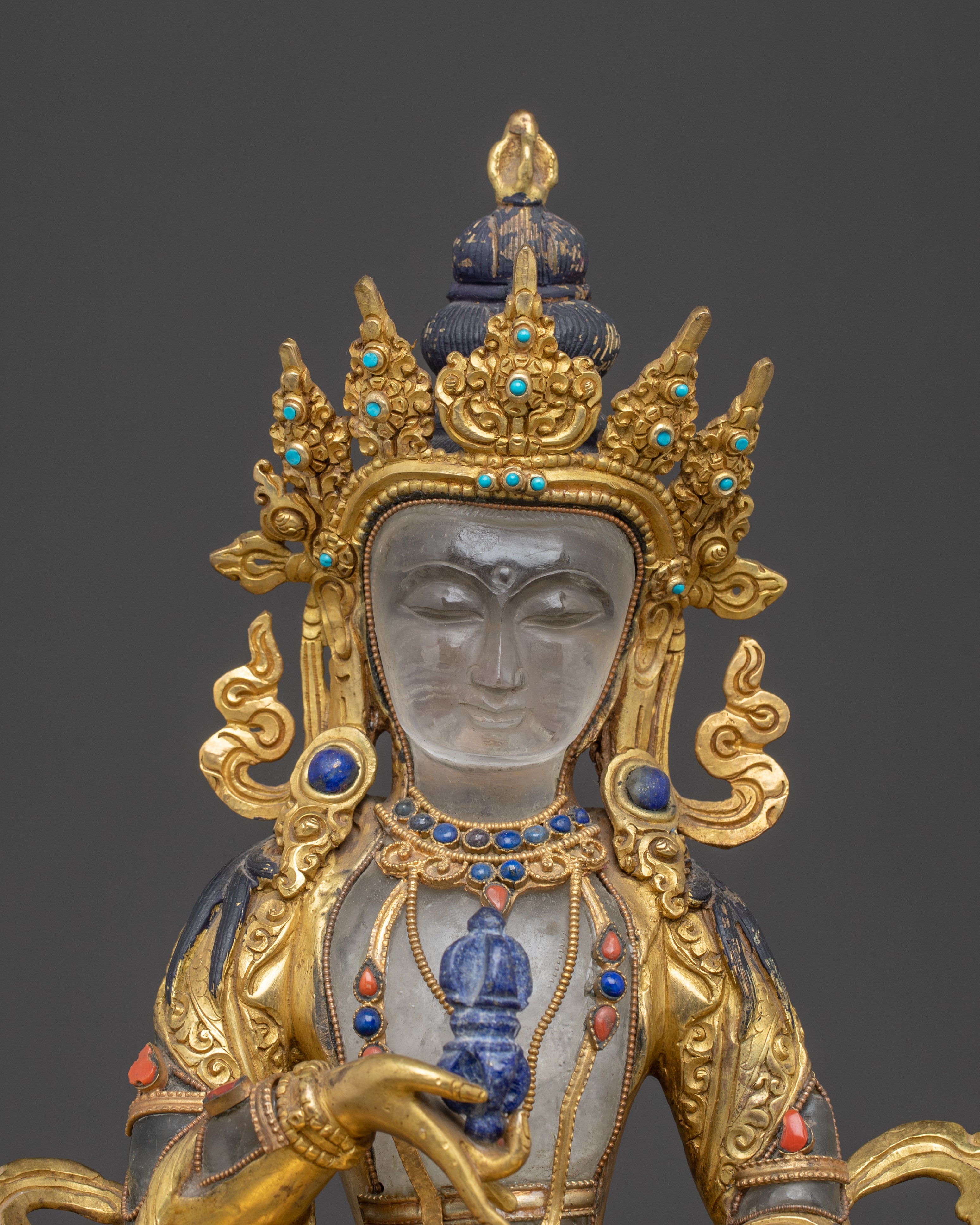 Handmade 24K Gold Glided Statue of Vajrasattva | Purification Deity