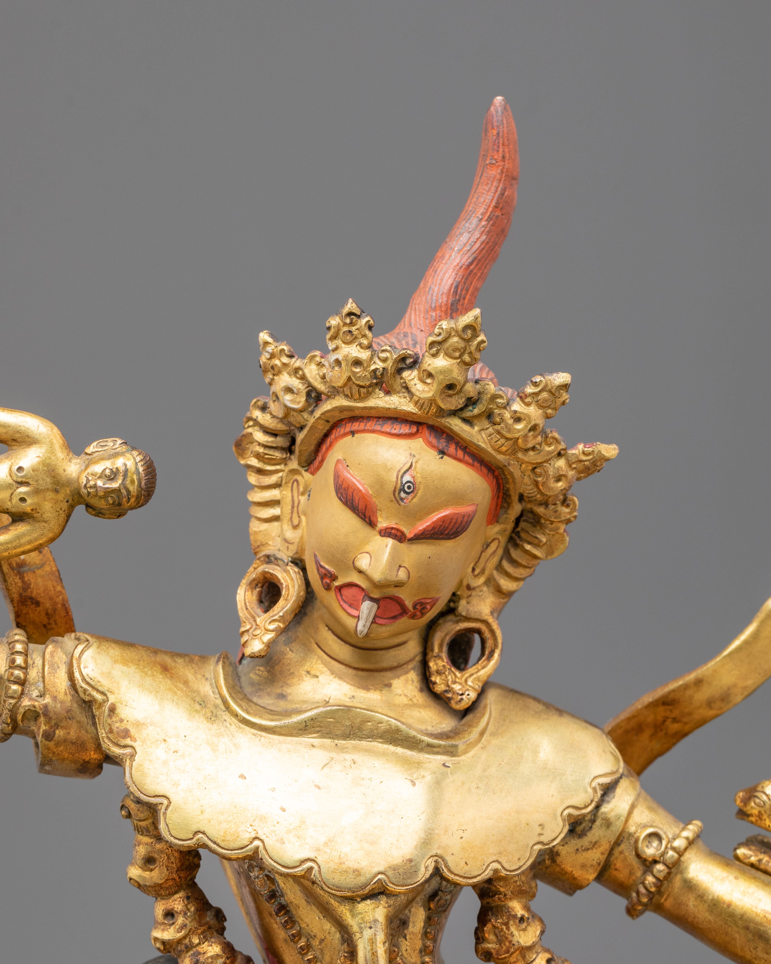 Ekajati Copper Sculpture - Hand-Gilded Masterpiece