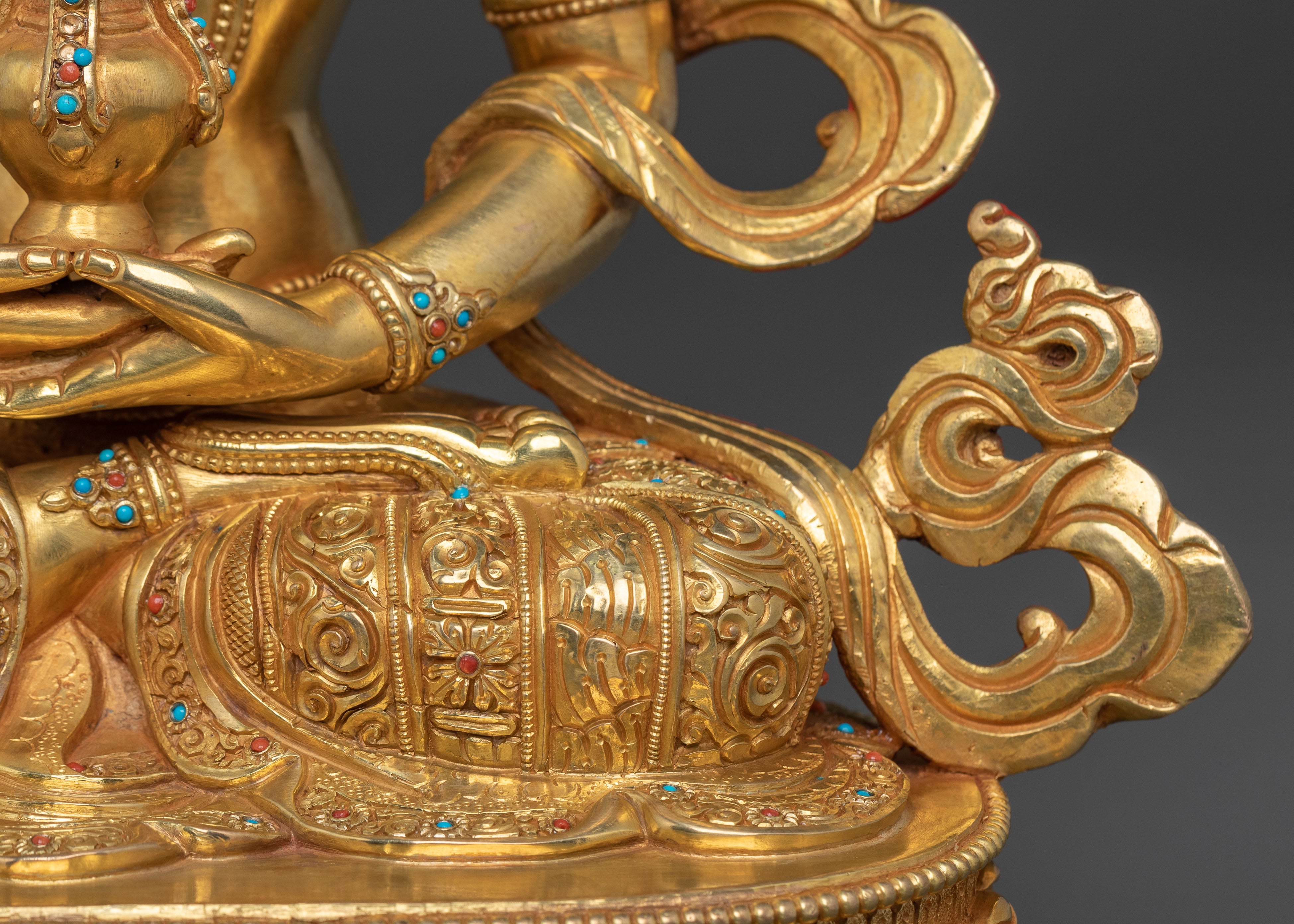 Amitayus Long Life Deity Sculpture | 24K Gold Gilded