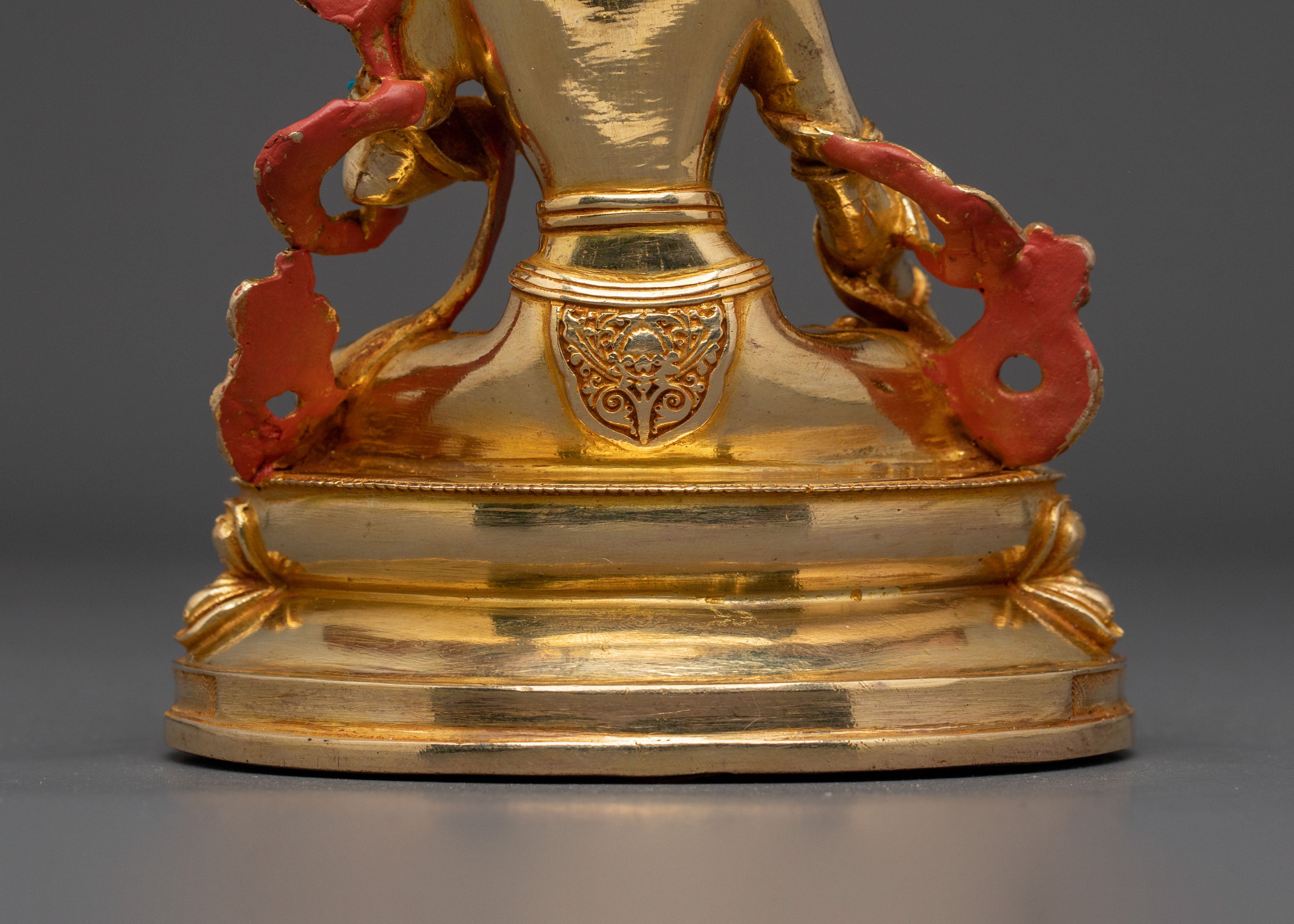 White Tara Sacred Longevity Icon: 24K Gold Gilded Copper Statue