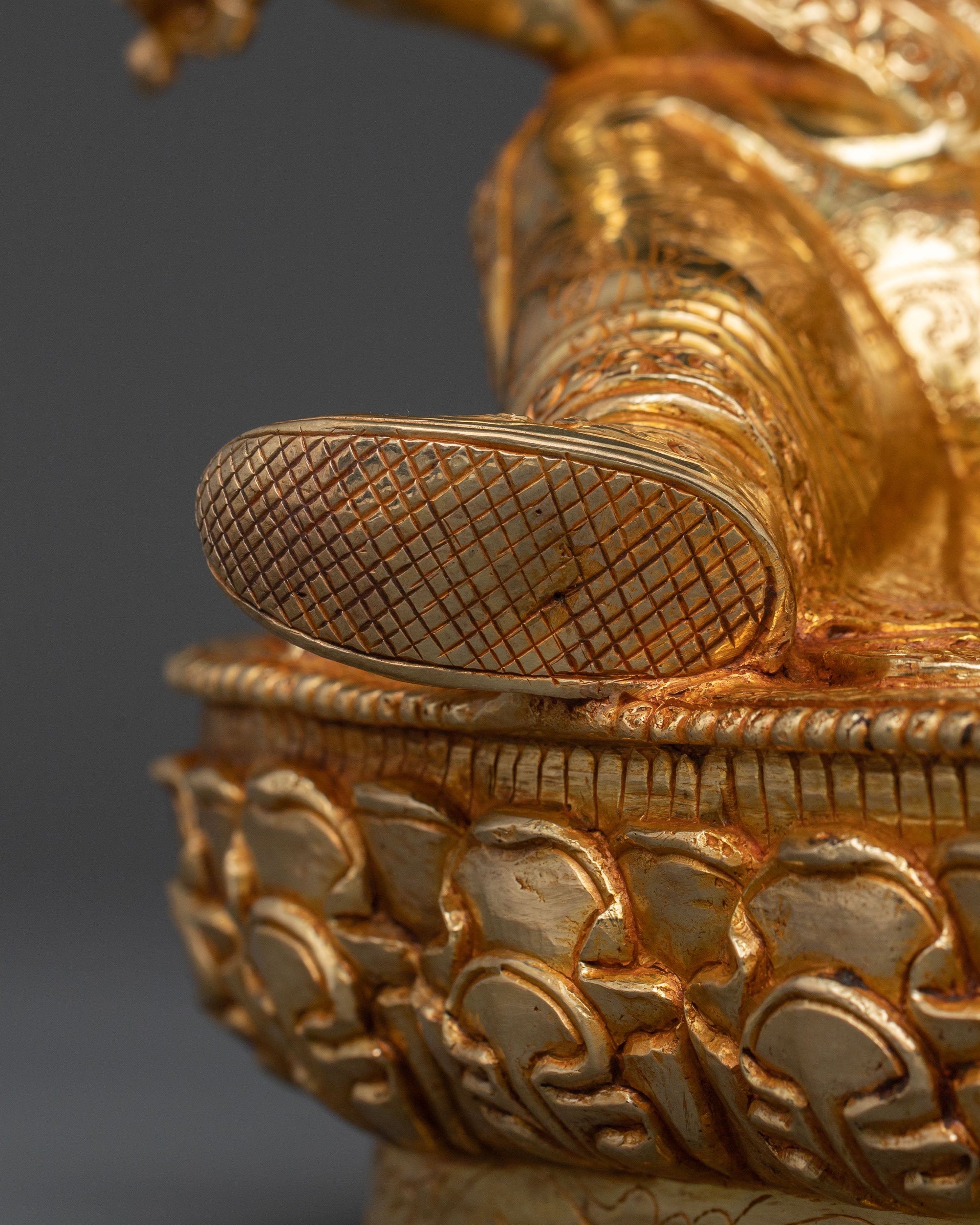 Tibetan Padmasambhava Statue - 24K Gold Gilded Copper