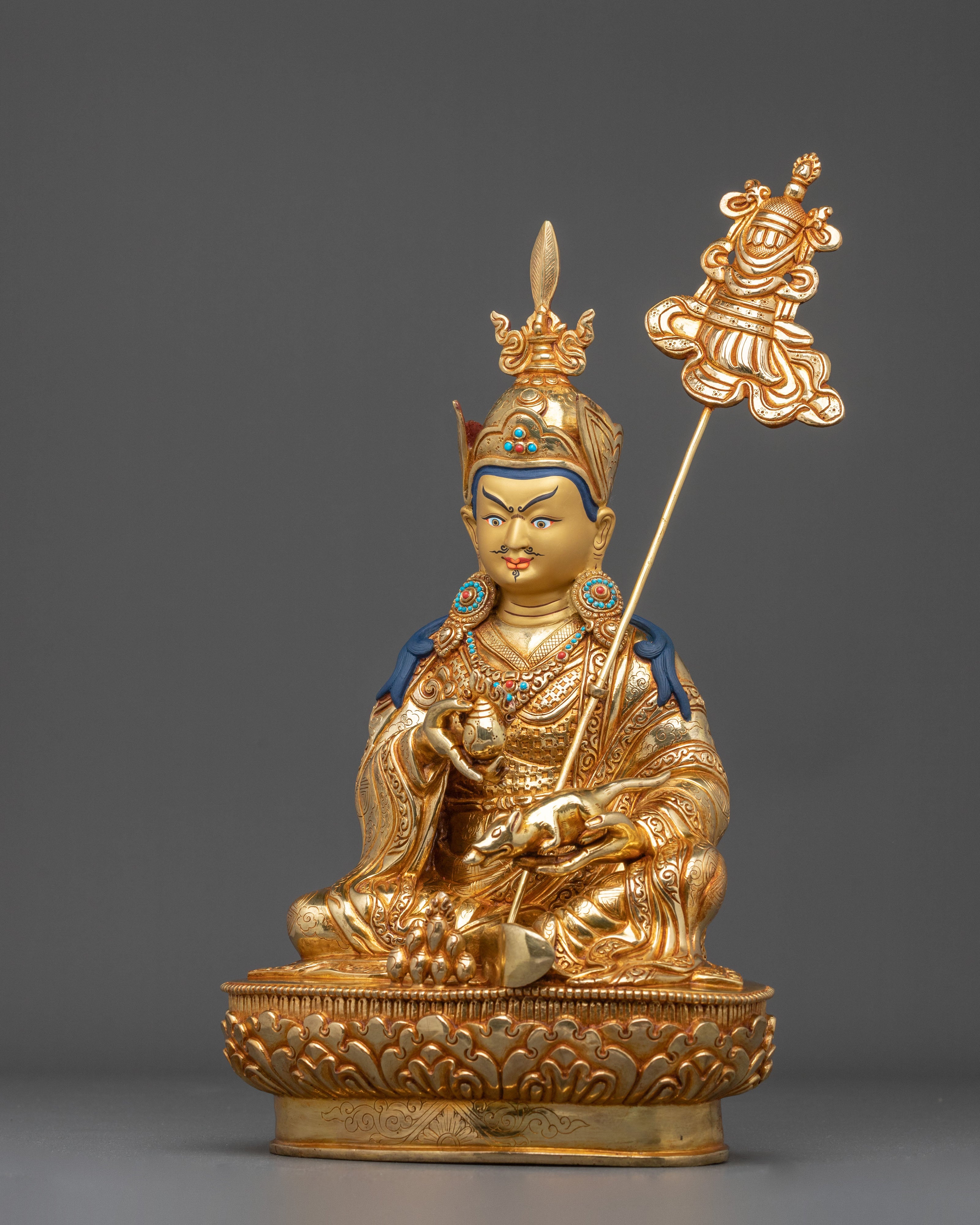Tibetan Guru Norla Buddhist Sculpture with Antique Finish