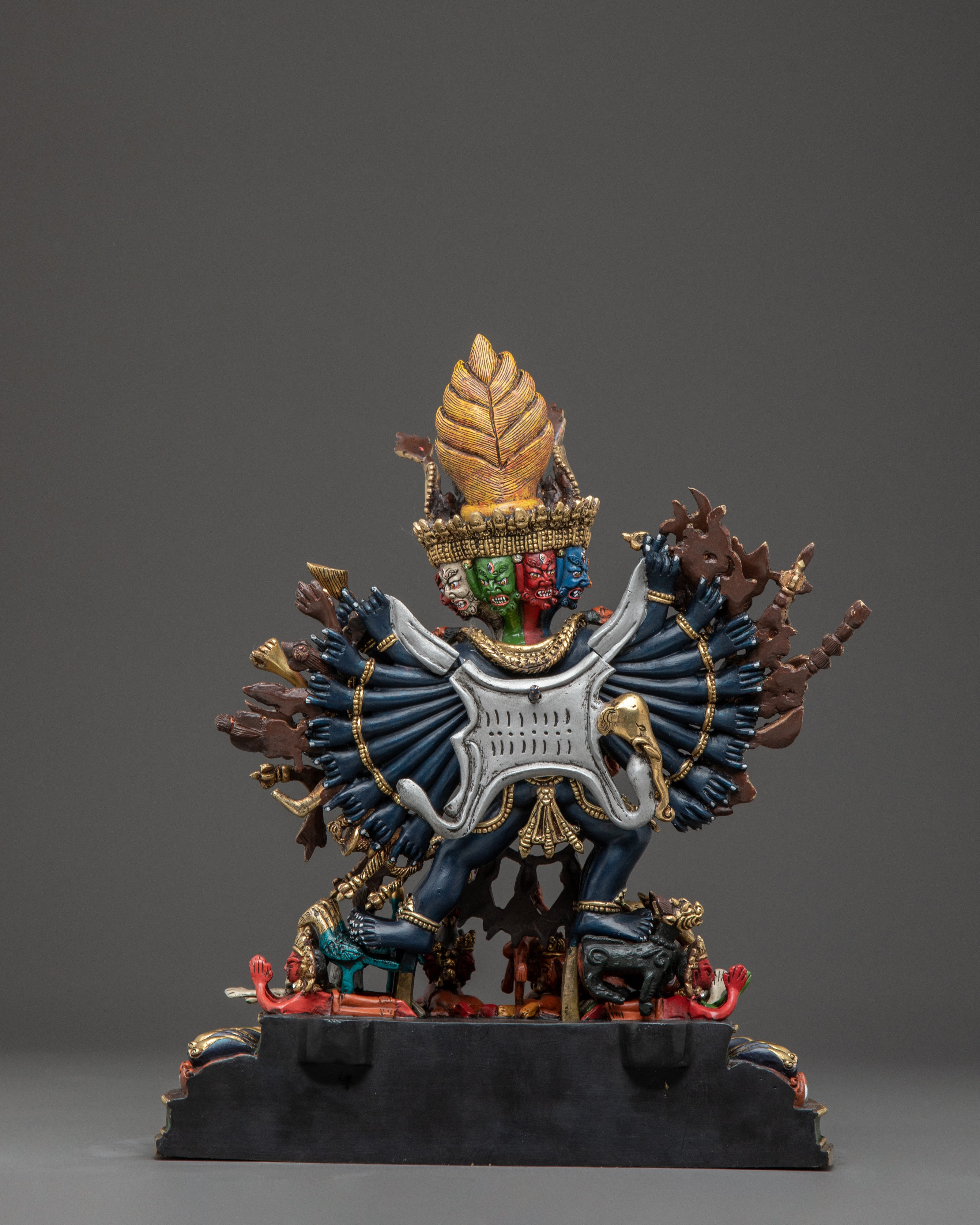 Buddhist Yamantaka Statue: Conqueror of Death | Gold Gilded Wrathful Deity