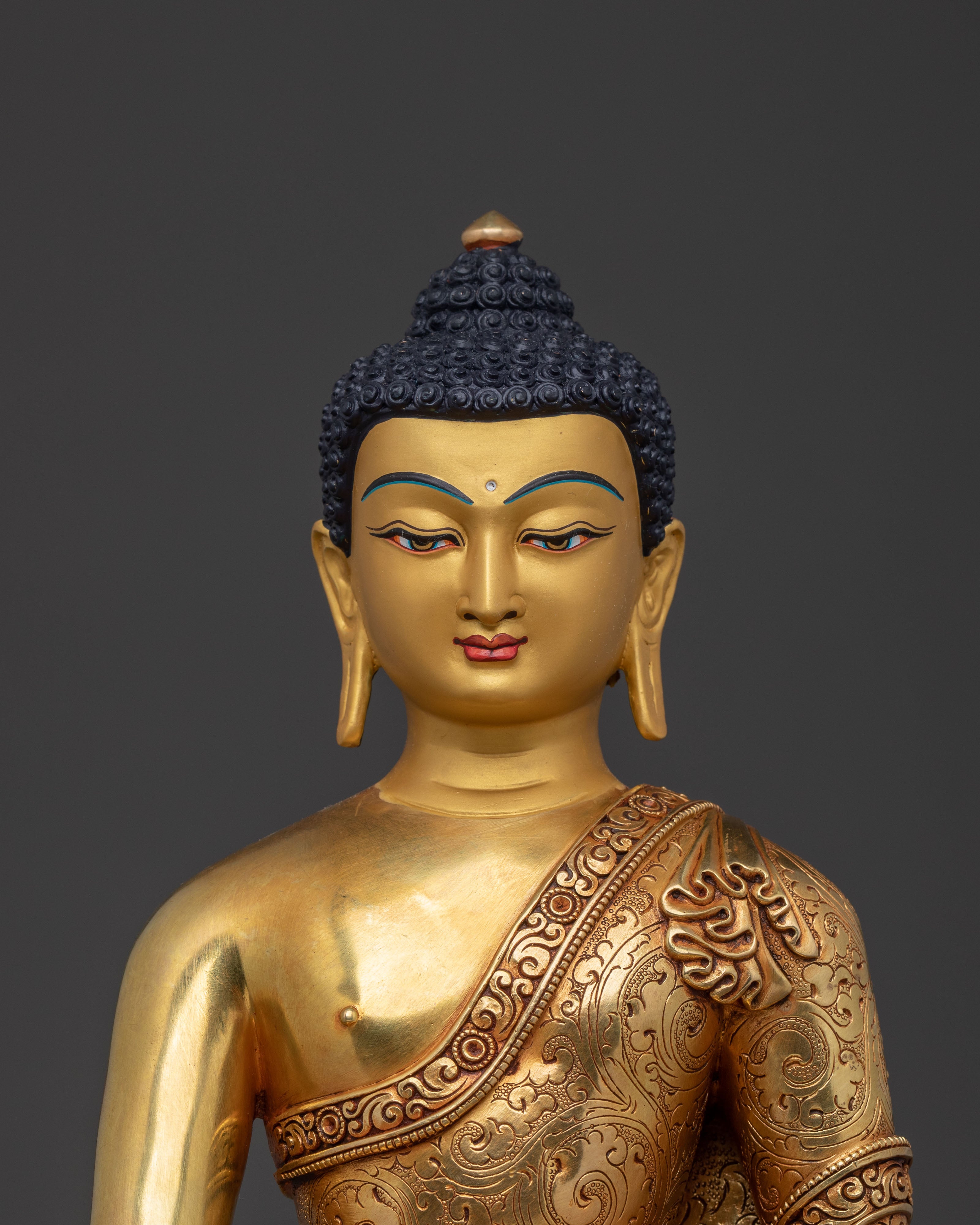 Shakyamuni Buddha Statue | Handcrafted 24K Gold Gilded Sculpture