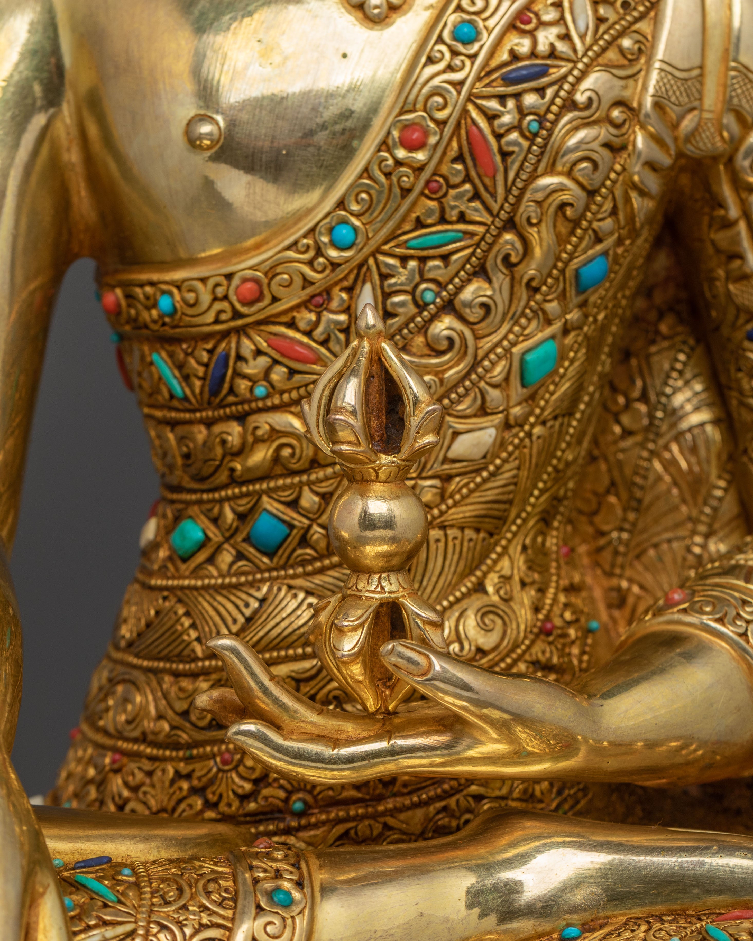 Crowned Mitrugpa Sacred Statue with 24K Gold Glided