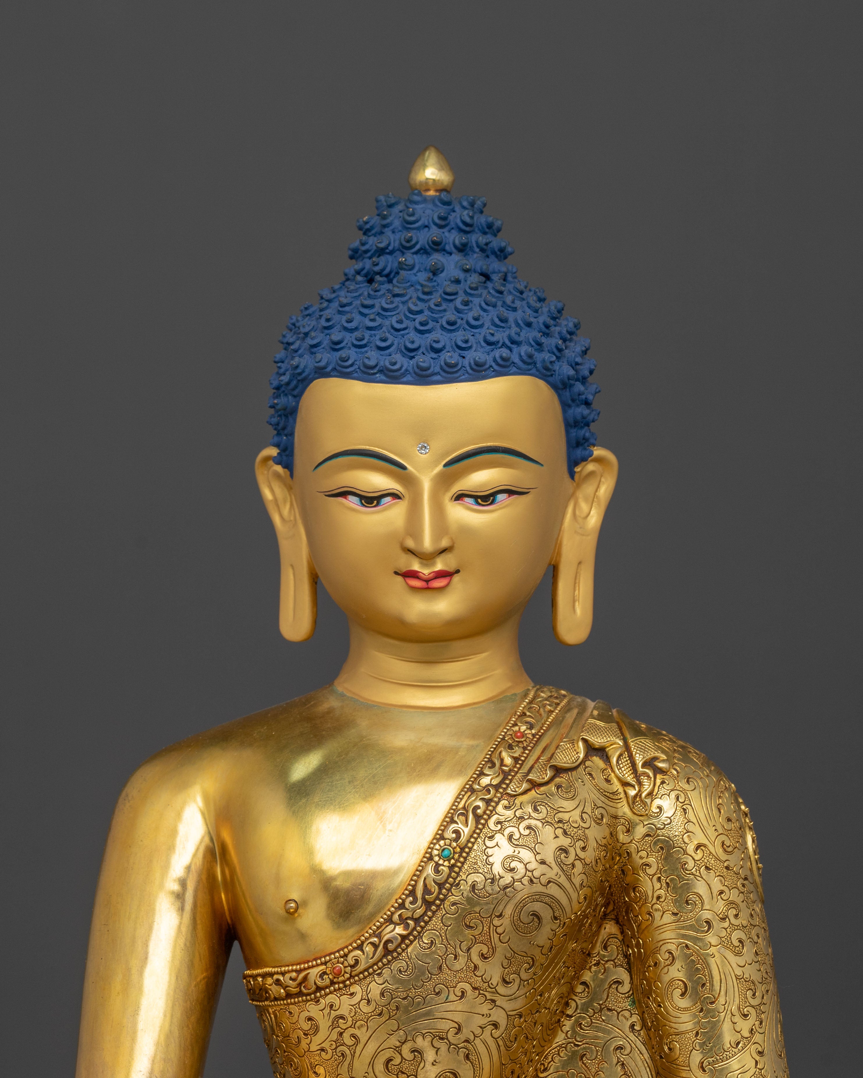 Shakyamuni Buddha Fire Gold Gilded Figurine | Home Decor