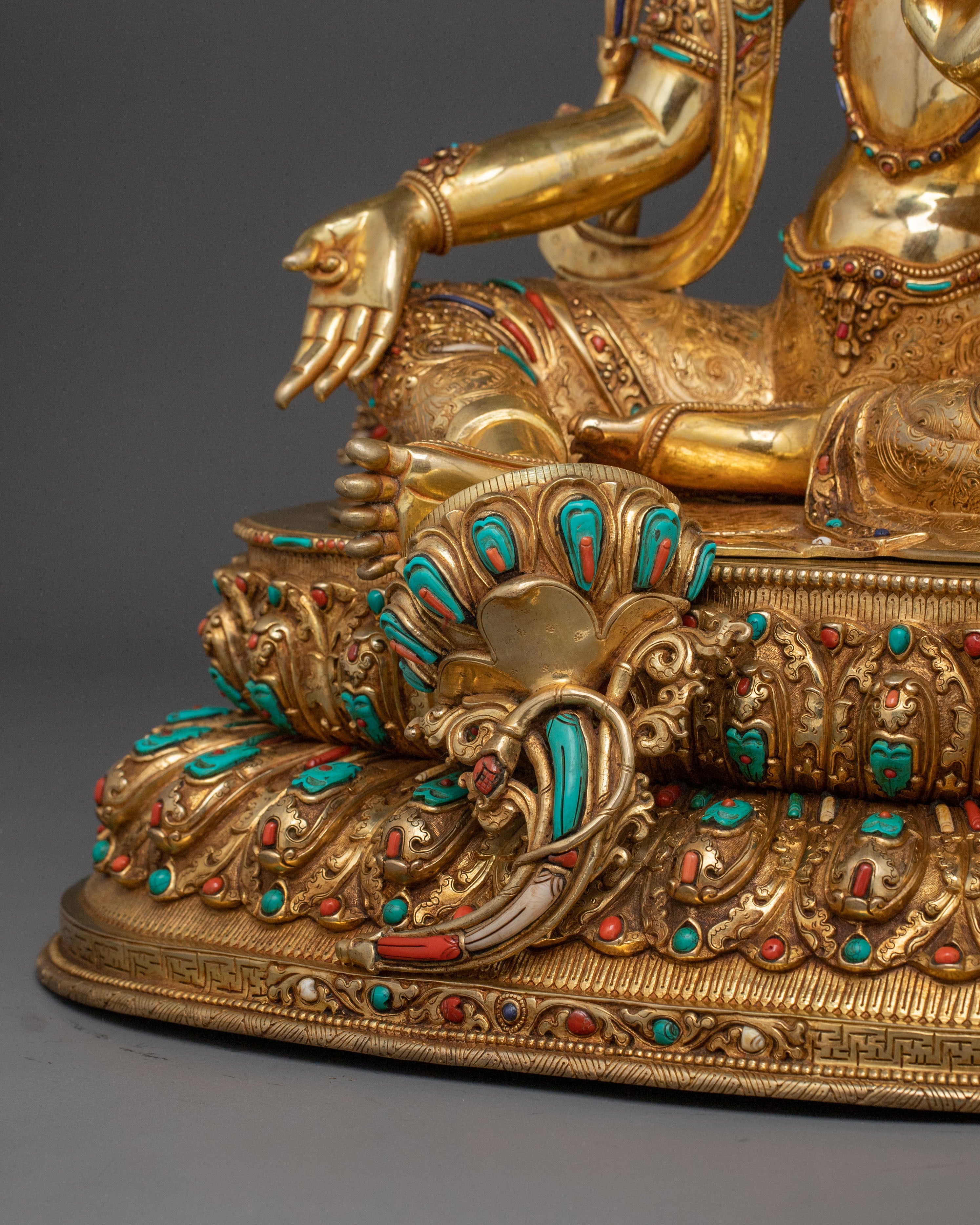 Goddess of Compassion: Green 24K Gold Glided Tara Statue