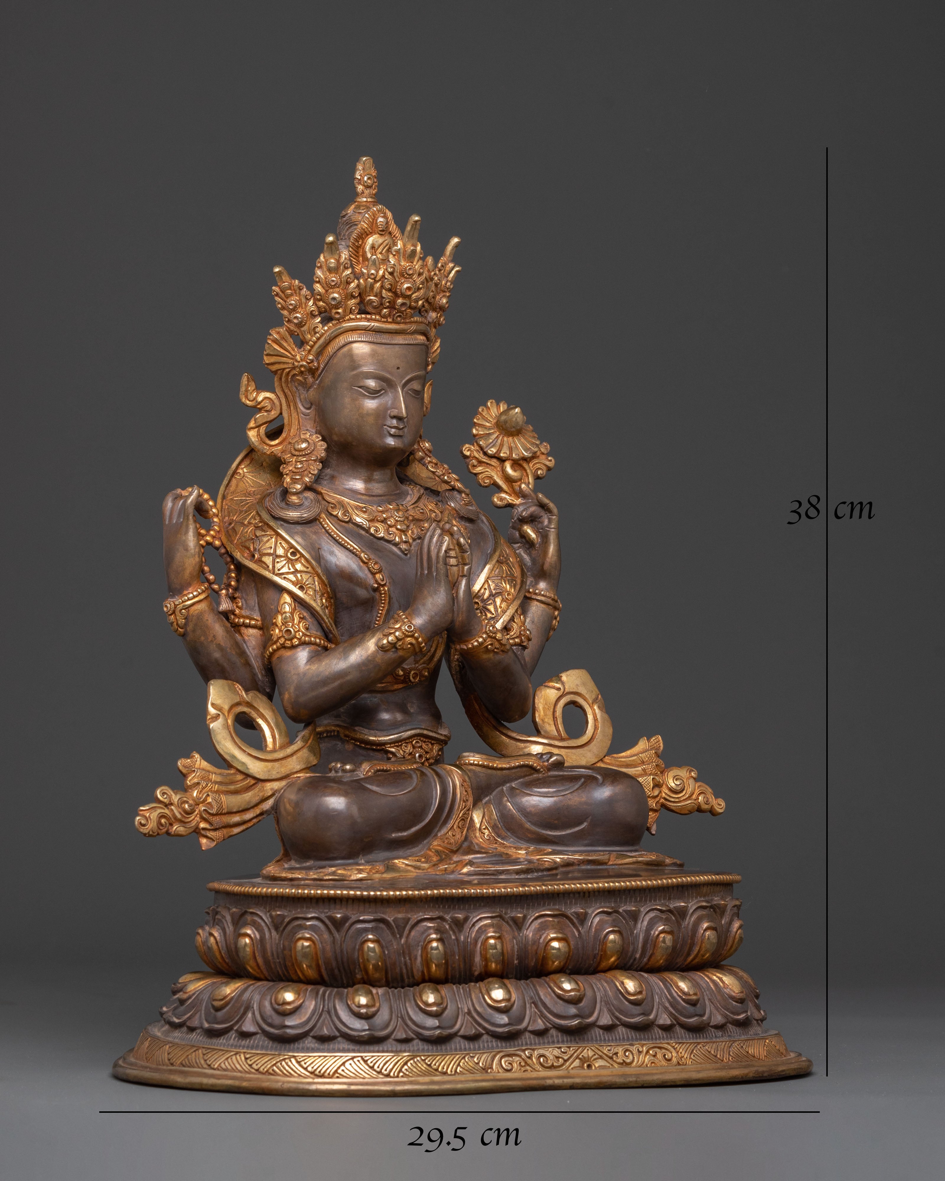 Chenrezig Oxidized Copper Statue | Infinite Compassion