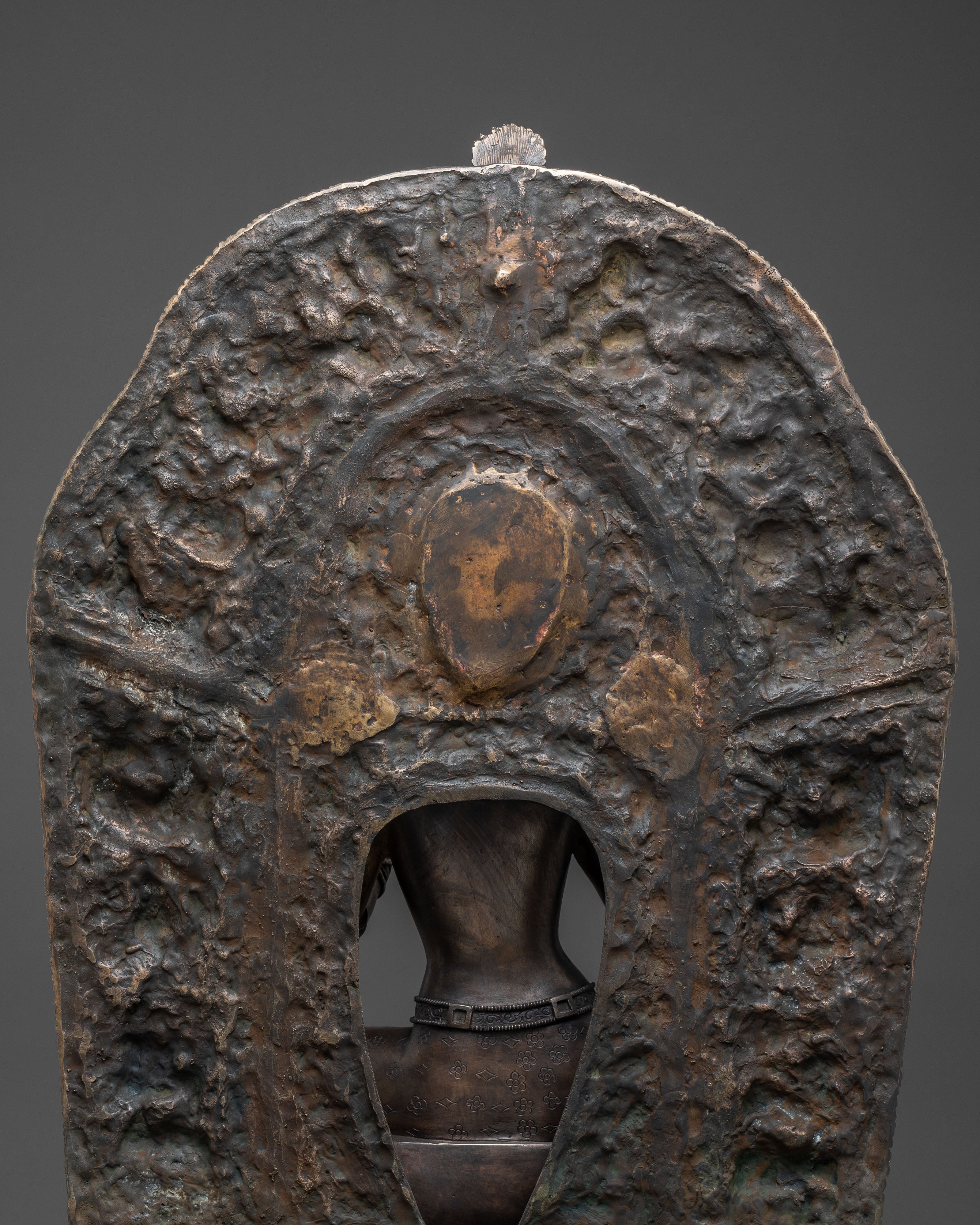 Green Tara Statue | Bronze Figure with Wooden Base