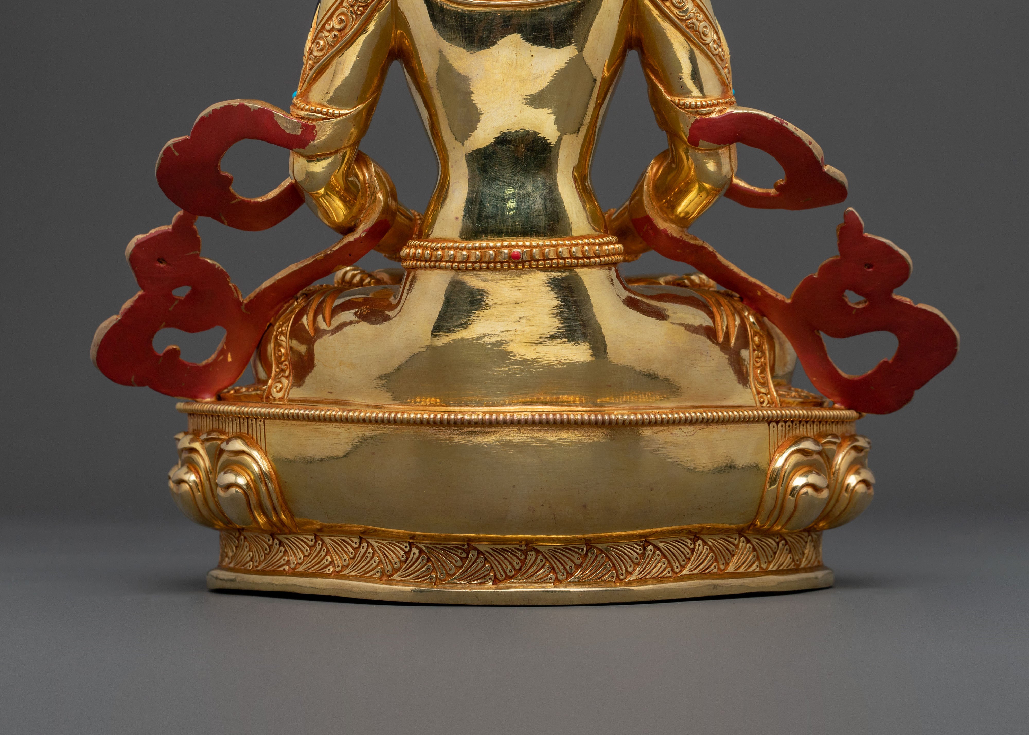 Handmade Amitayus Buddha Sculpture in Radiant 24K Gold