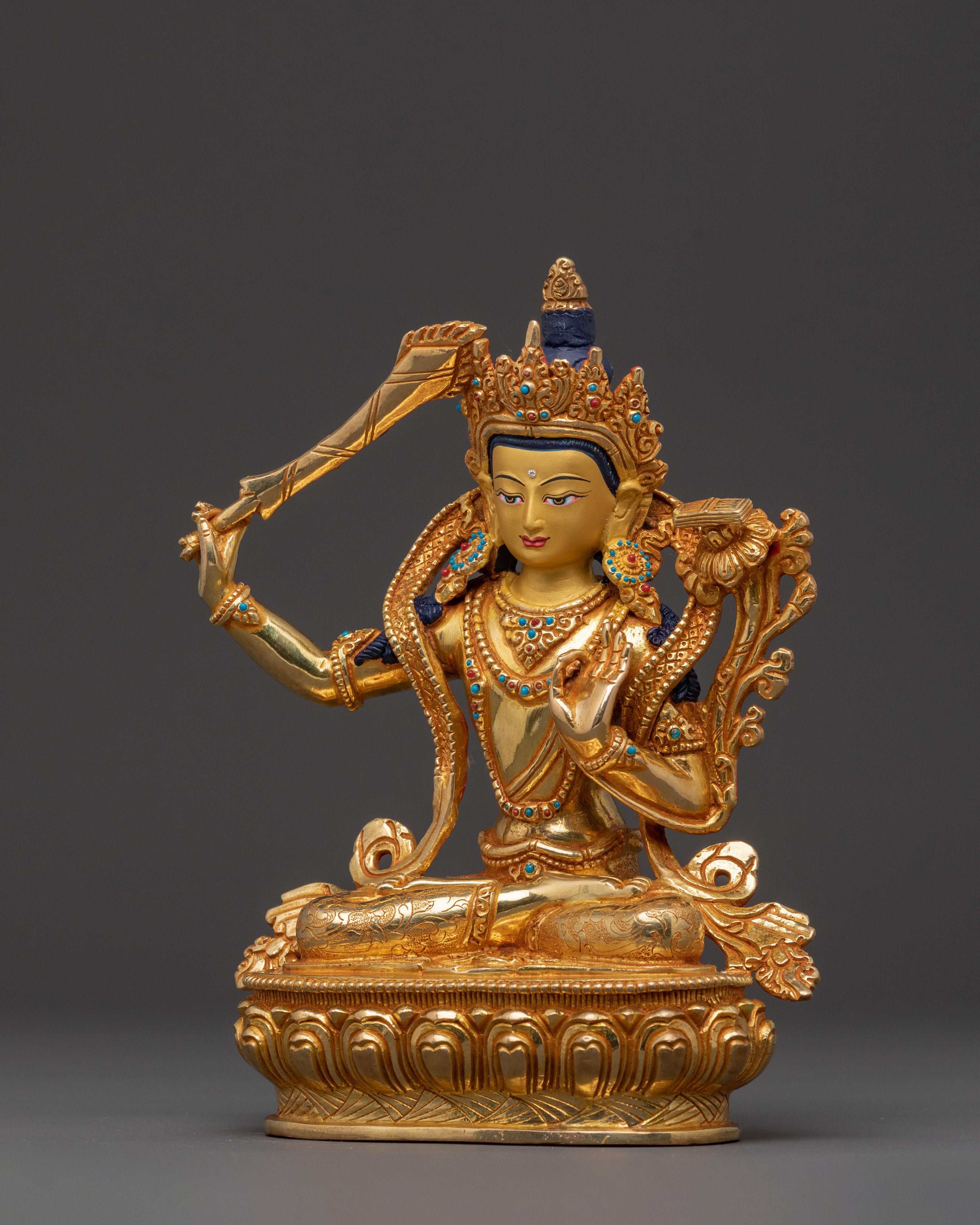 Handcrafted Manjushri Spiritual Sculpture for Decor
