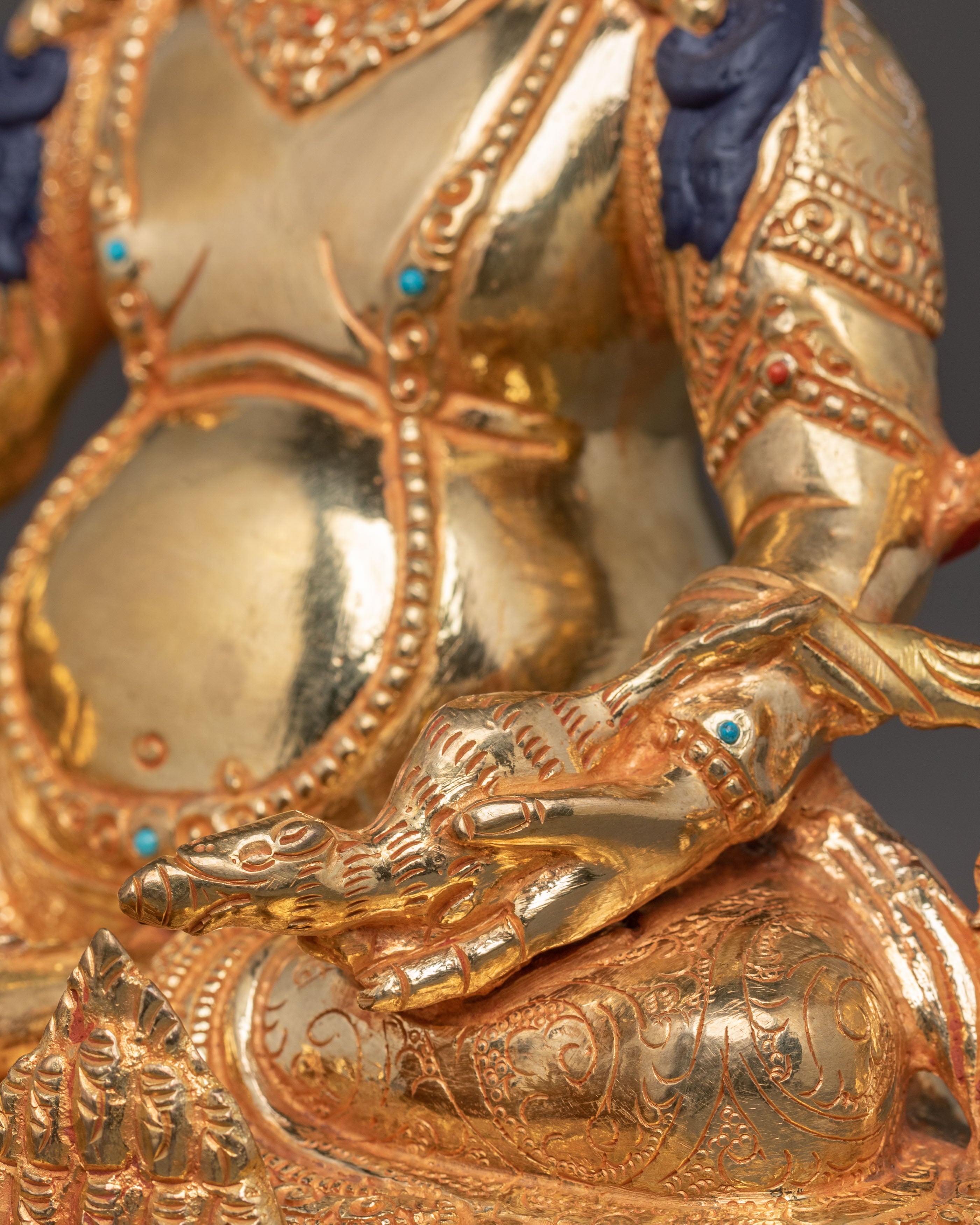 Handcrafted Wealth Deity Dzambhala Statue – Auspicious 24K Gold Gilded Sculpture