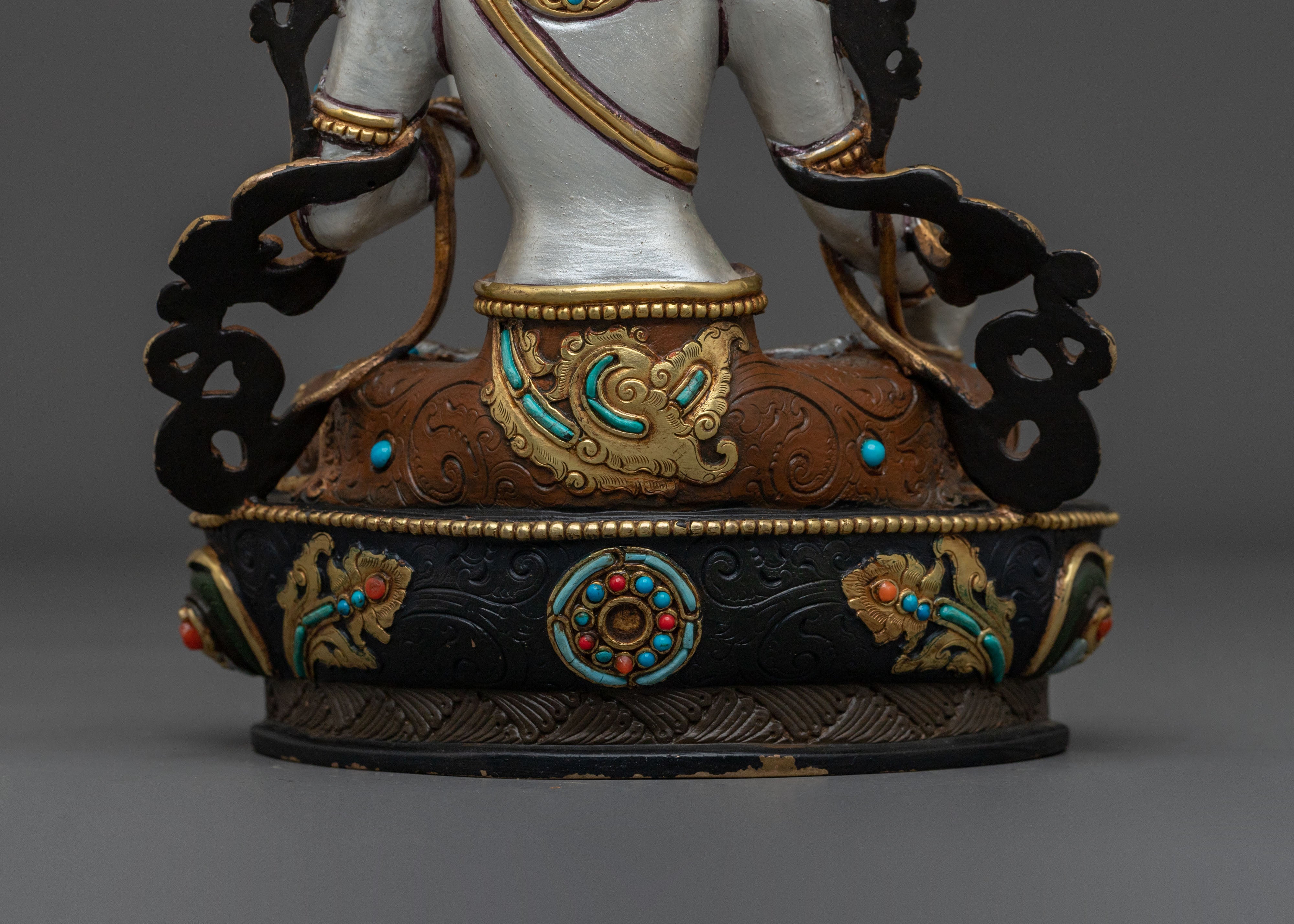 Authentic Tibetan White Tara Sculpture | Home Decor