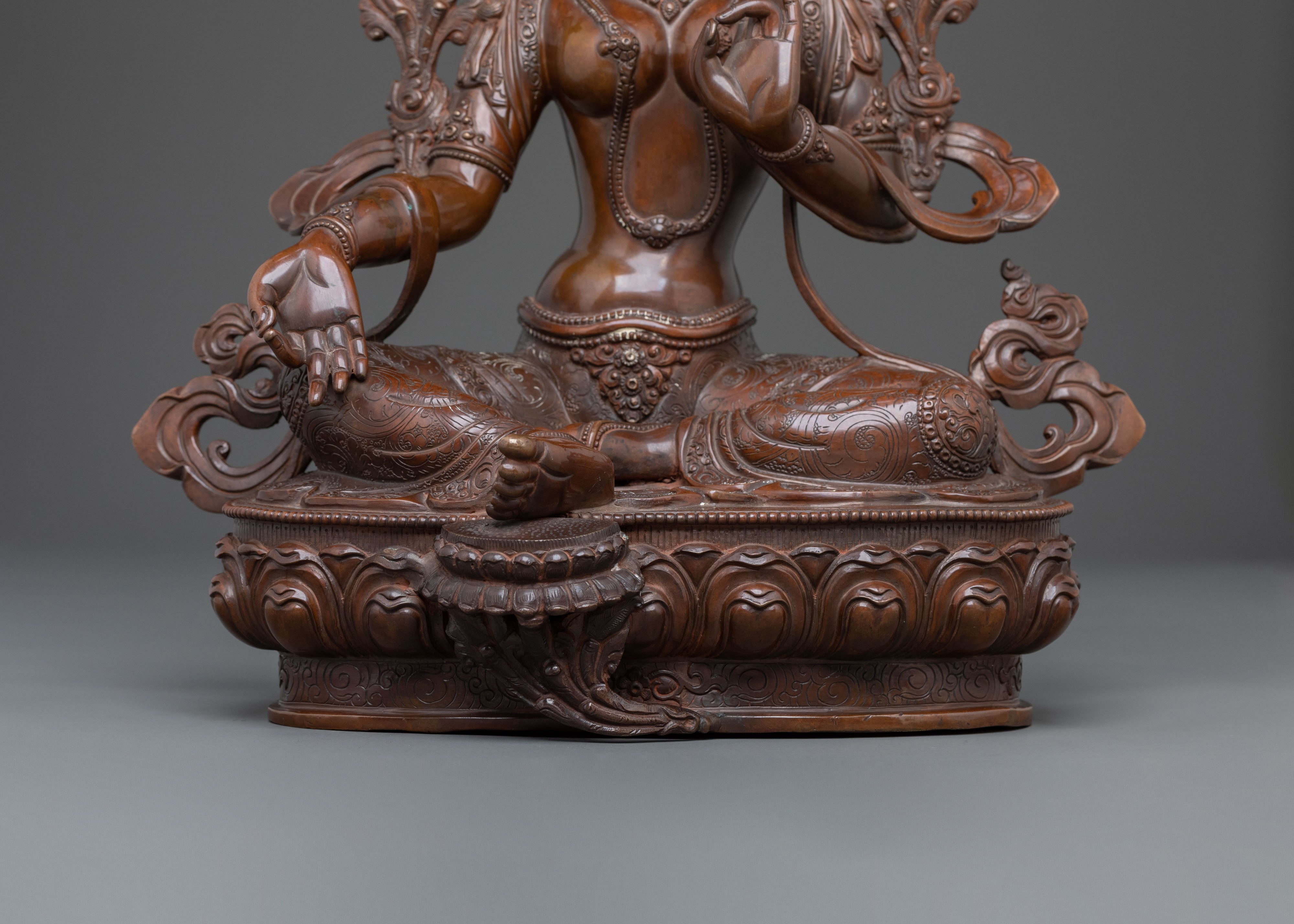 Green Tara: Oxidized Copper Meditation Statue