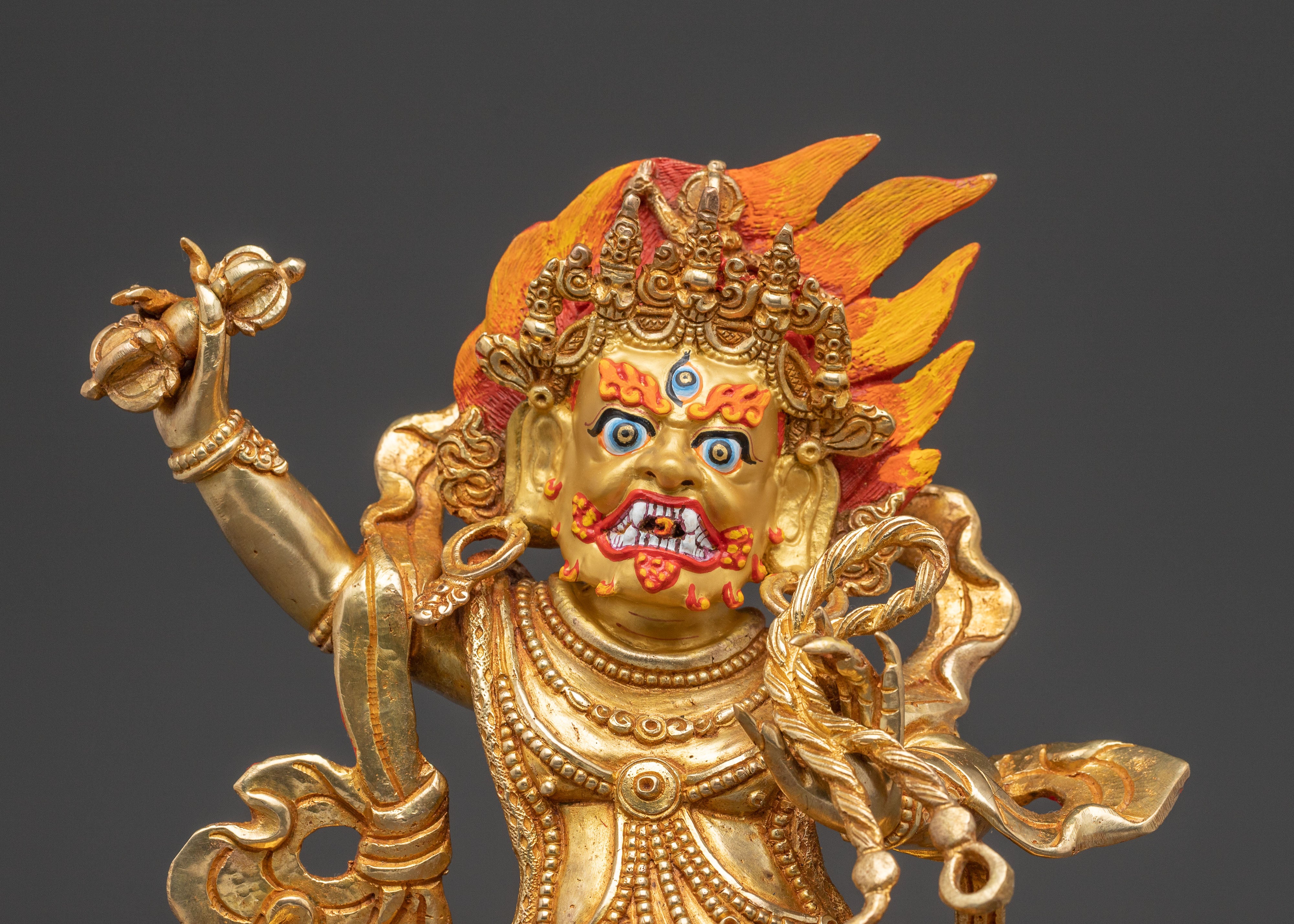 Handcrafted Vajrapani Divine Statue — 24K Gold Gilded Statue
