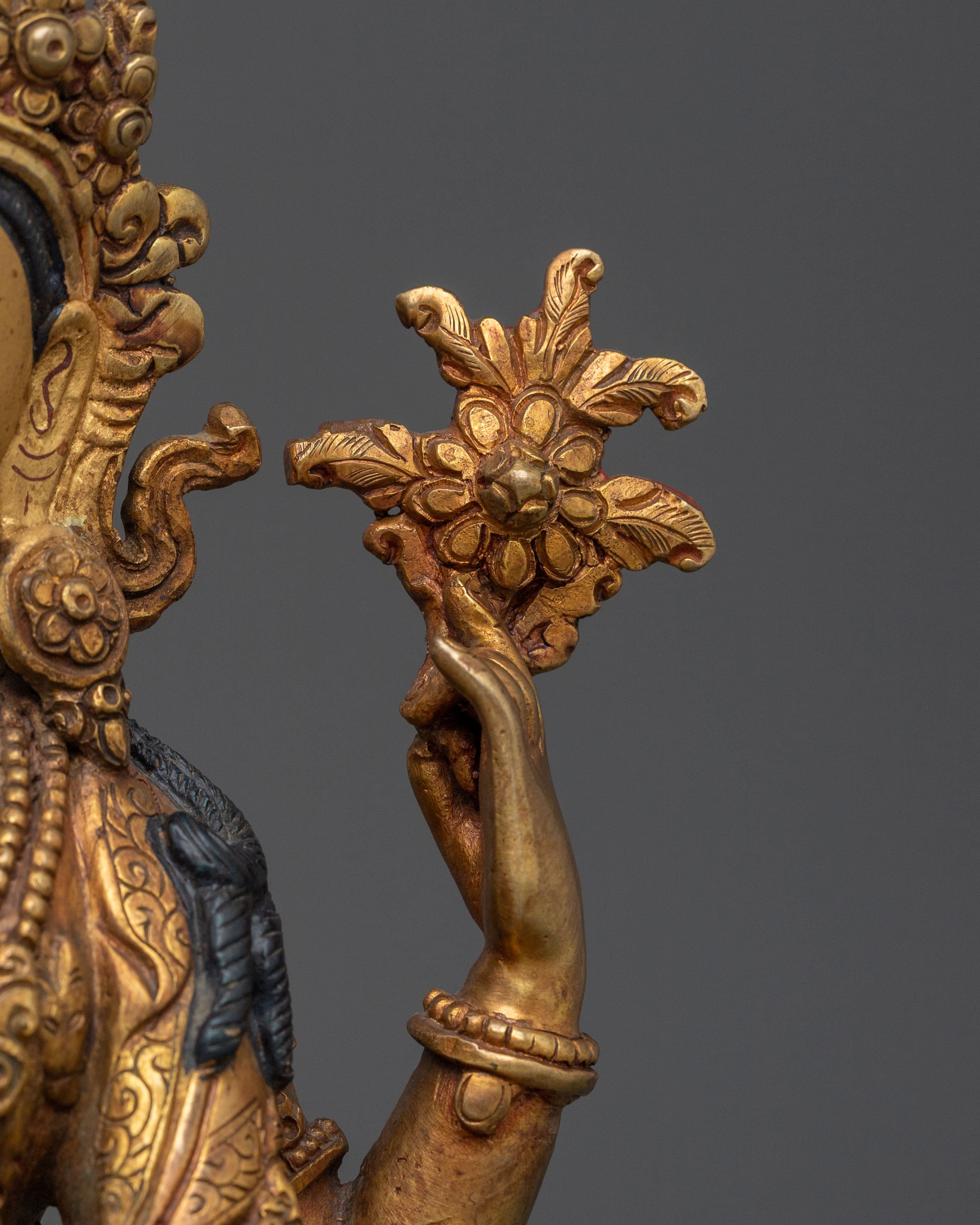 Chenrezig Fire Gold Gilded Figurine | 24K Gold Compassion Statue
