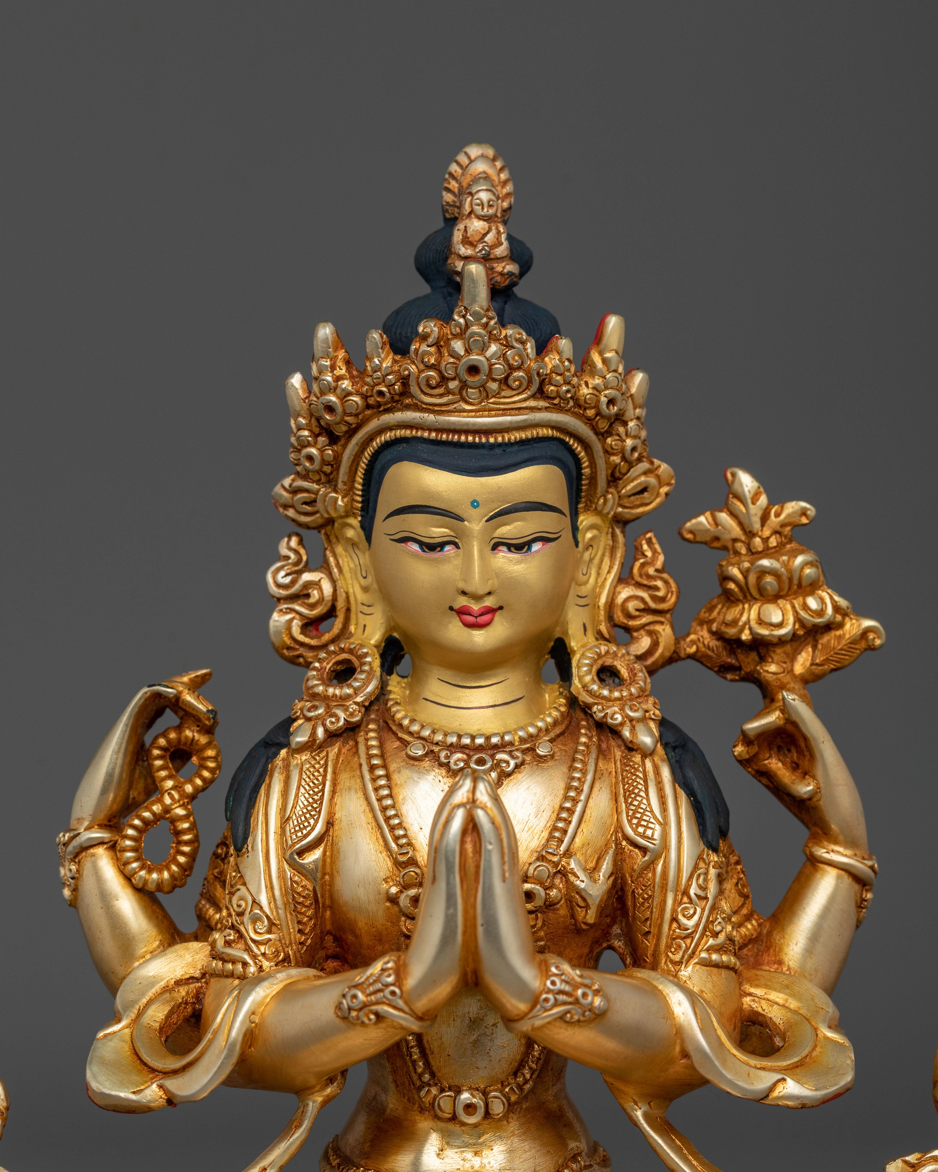 Four Armed Chenrezig Copper Sculpture | Home Decor