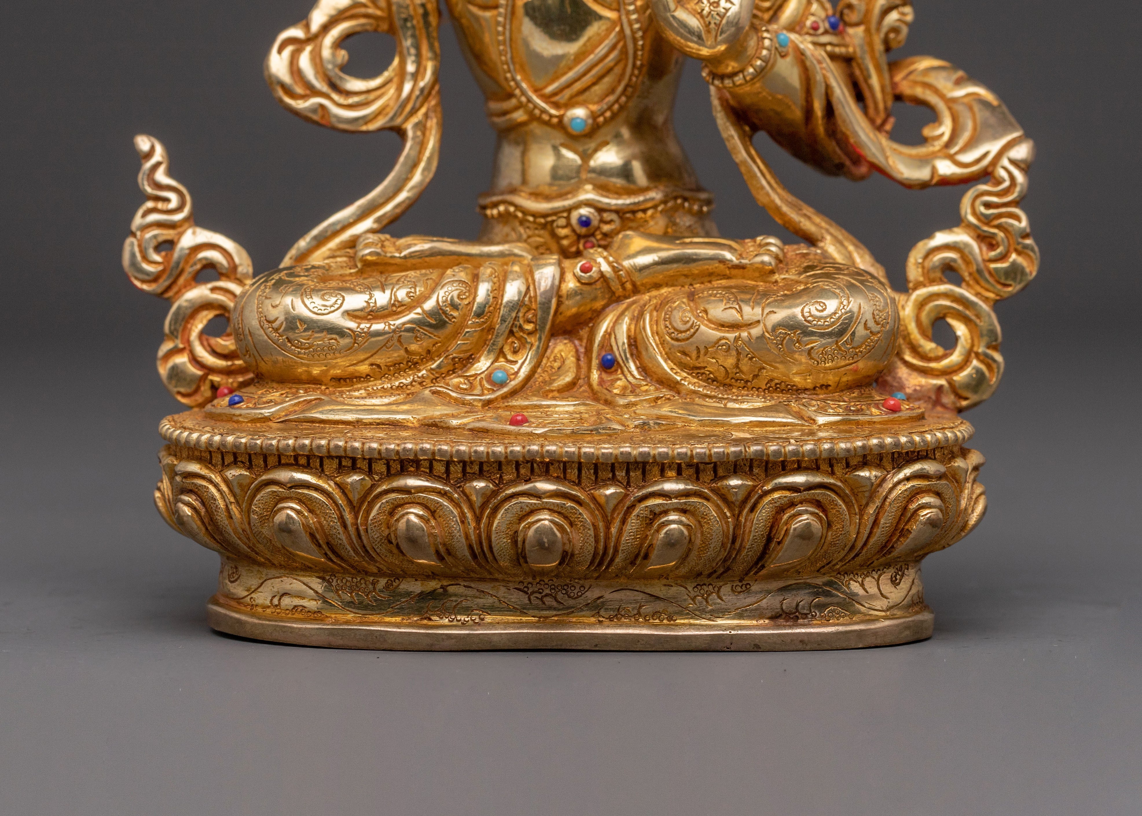 Manjushri Statue Sword of Enlightenment - 24K Gold Gilded