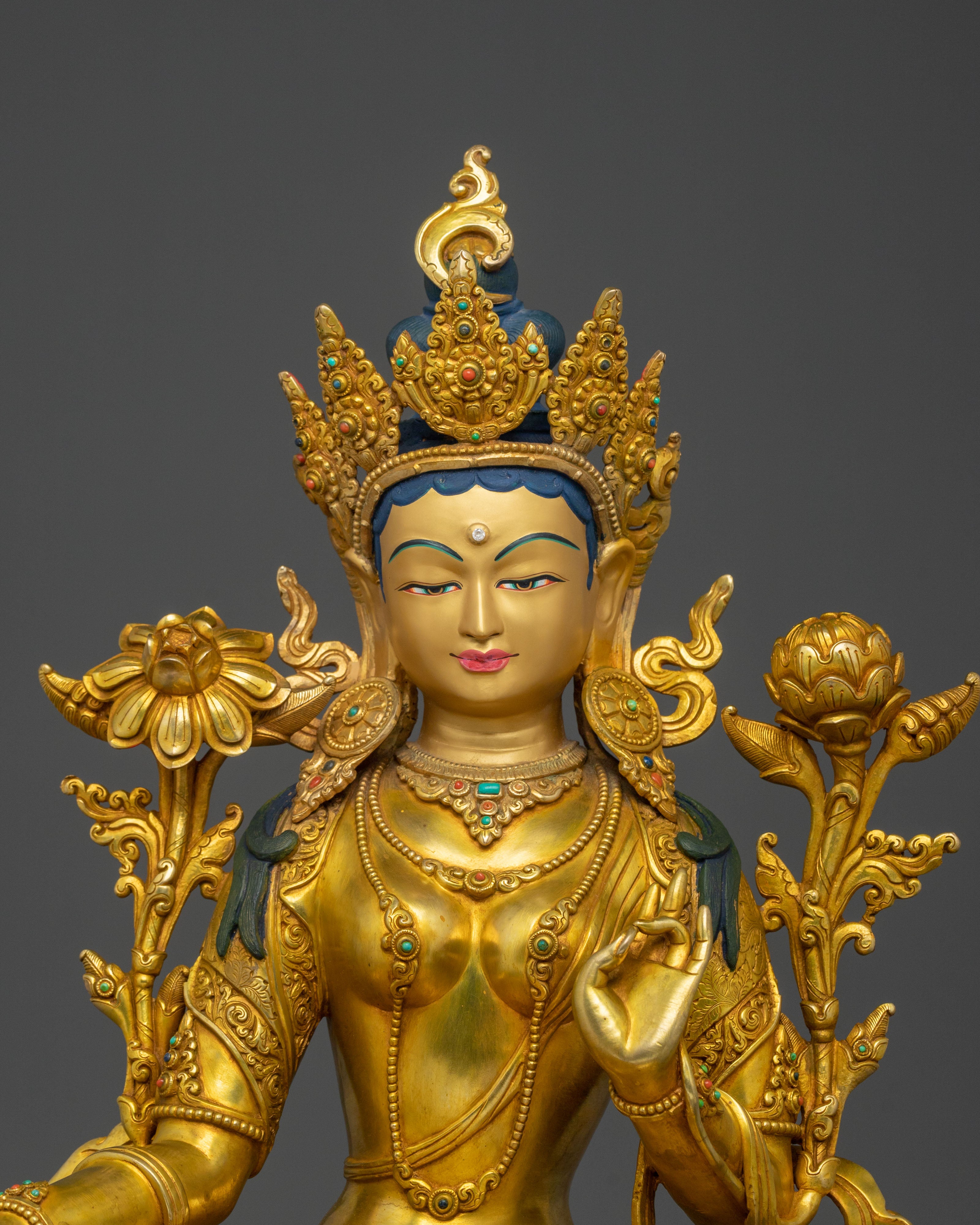 Guardian Green Tara Himalayan Statue | Sacred Meditation Altar Decor
