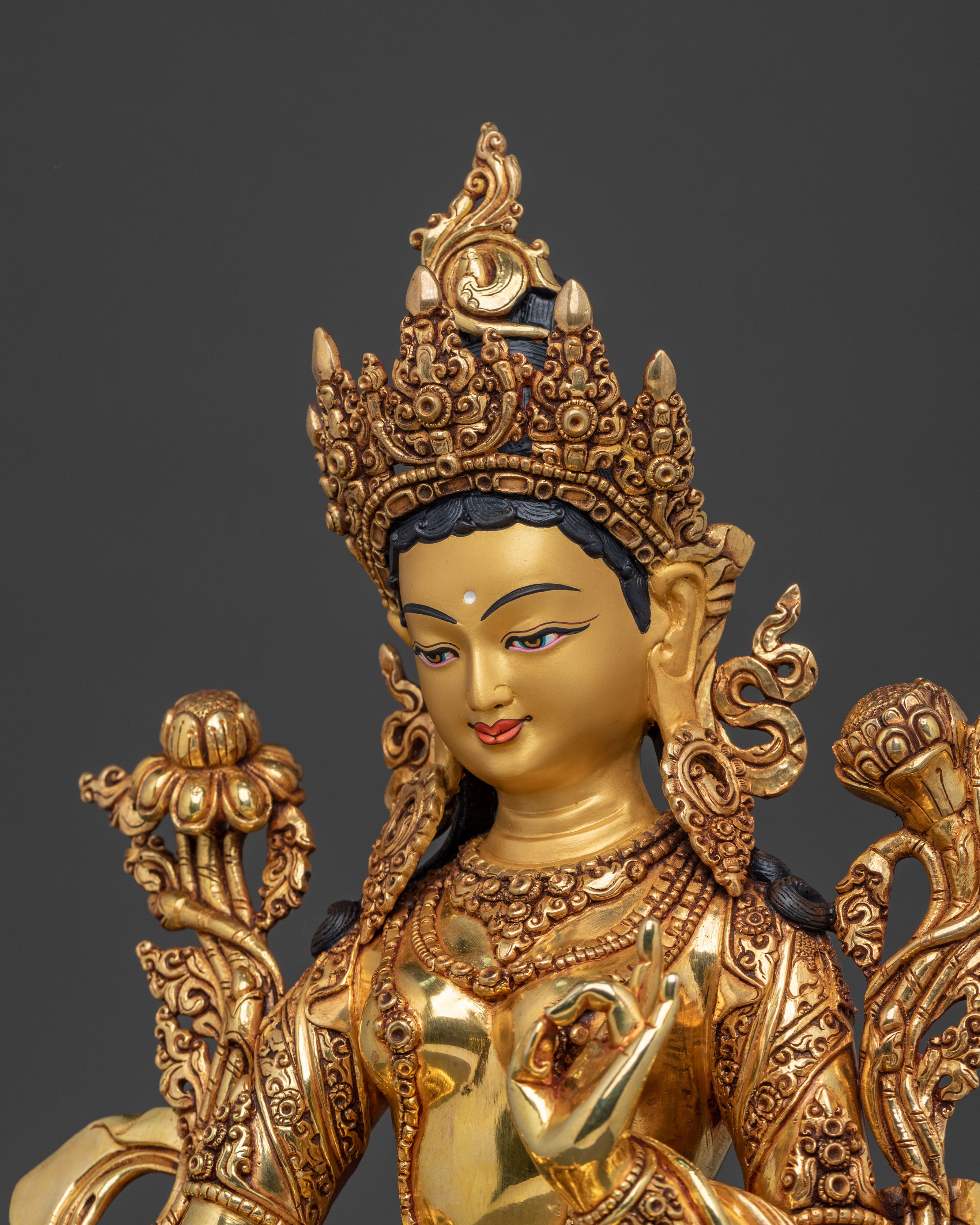 Sacred Protection Green Tara Statue: Compassionate Goddess