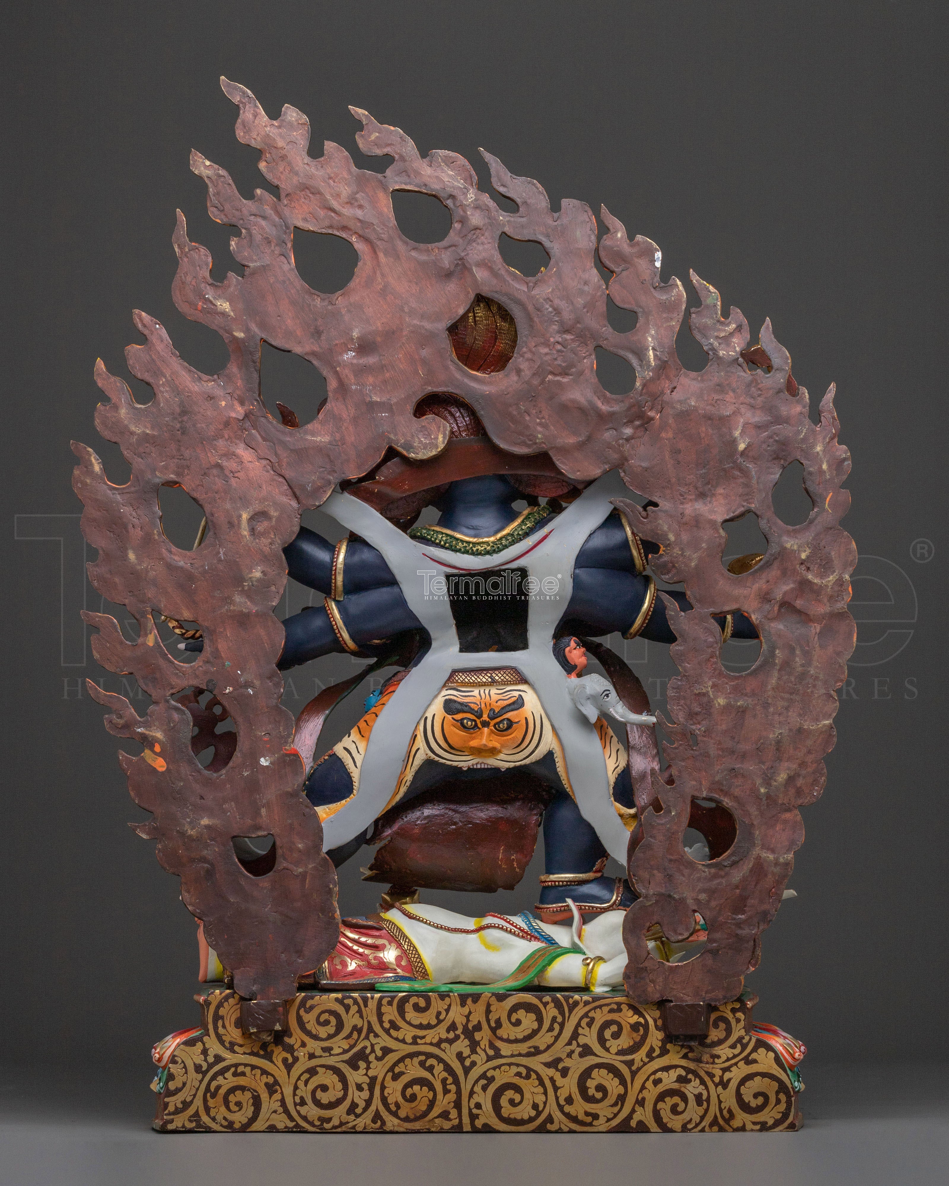 Six Armed Mahakala Divine Sculpture: Protector of Dharma
