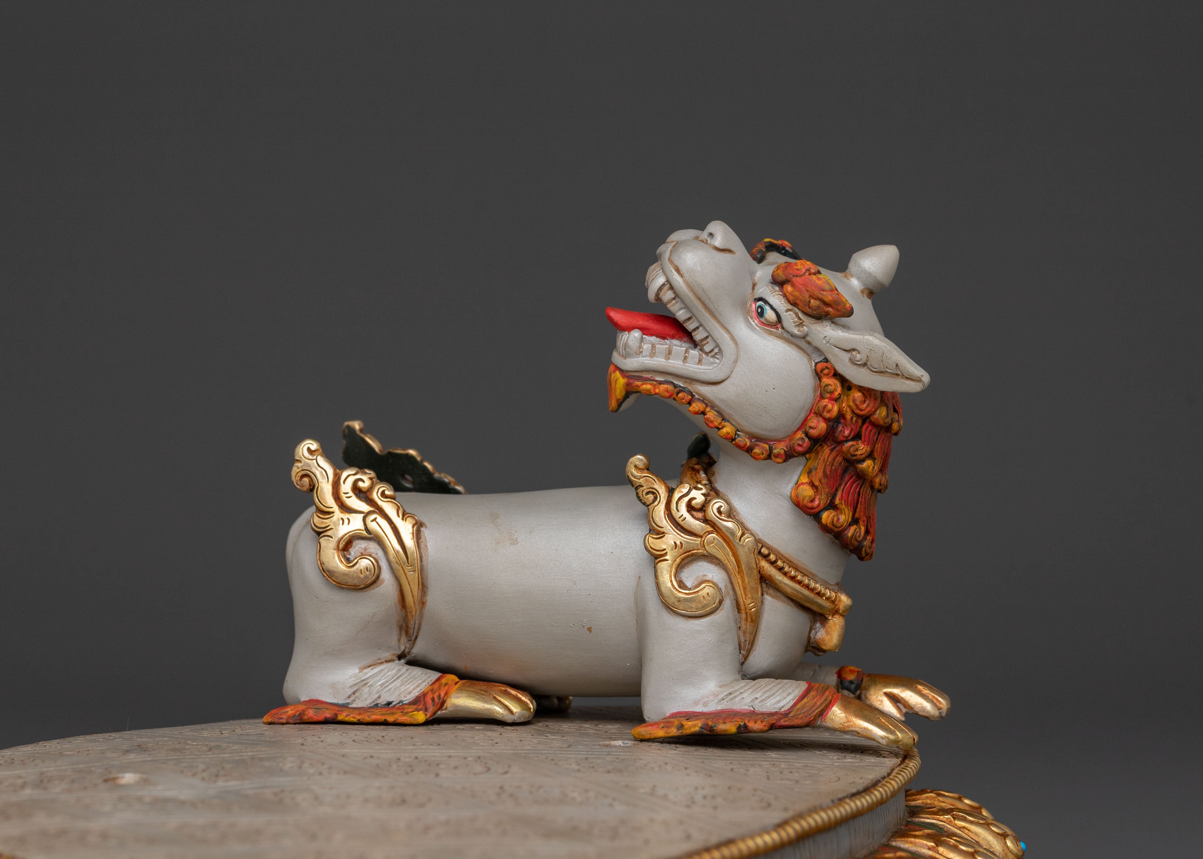 Simhanada Manjushri Buddhist Handcrafted Statue