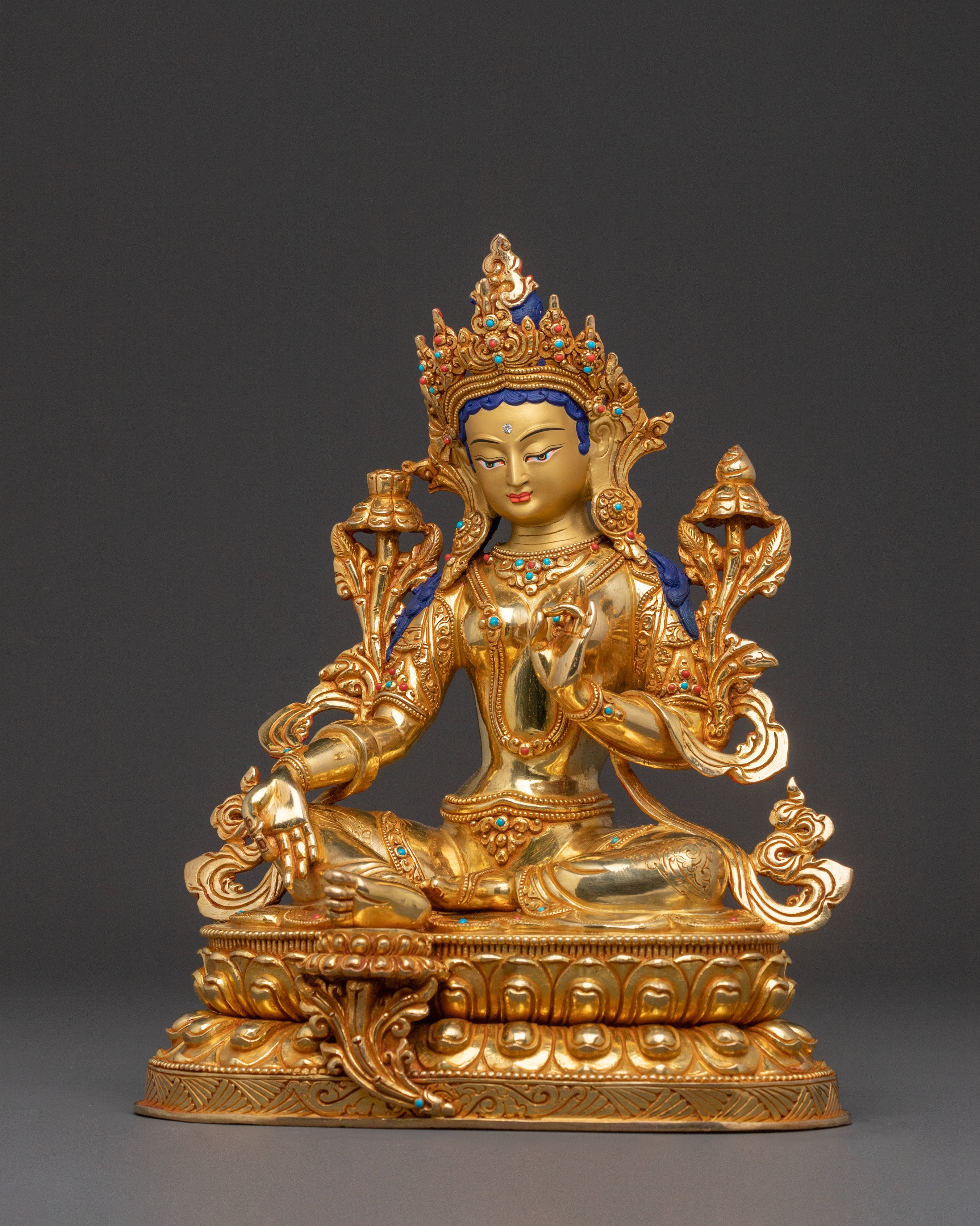 Handcrafted Green Tara Goddess Statue