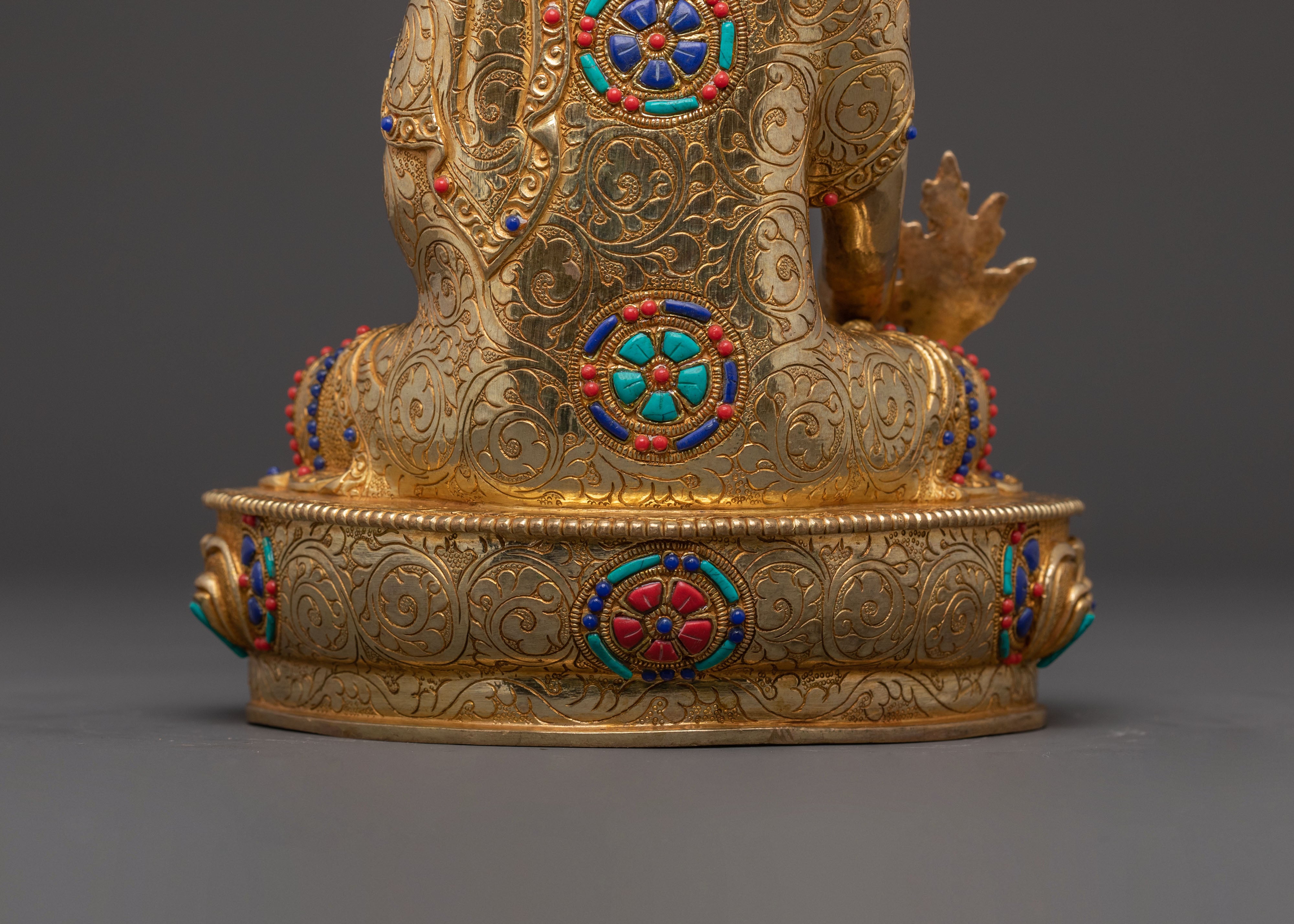 Handcrafted Medicine Buddha Blessing Statue - Gilded Copper Statue