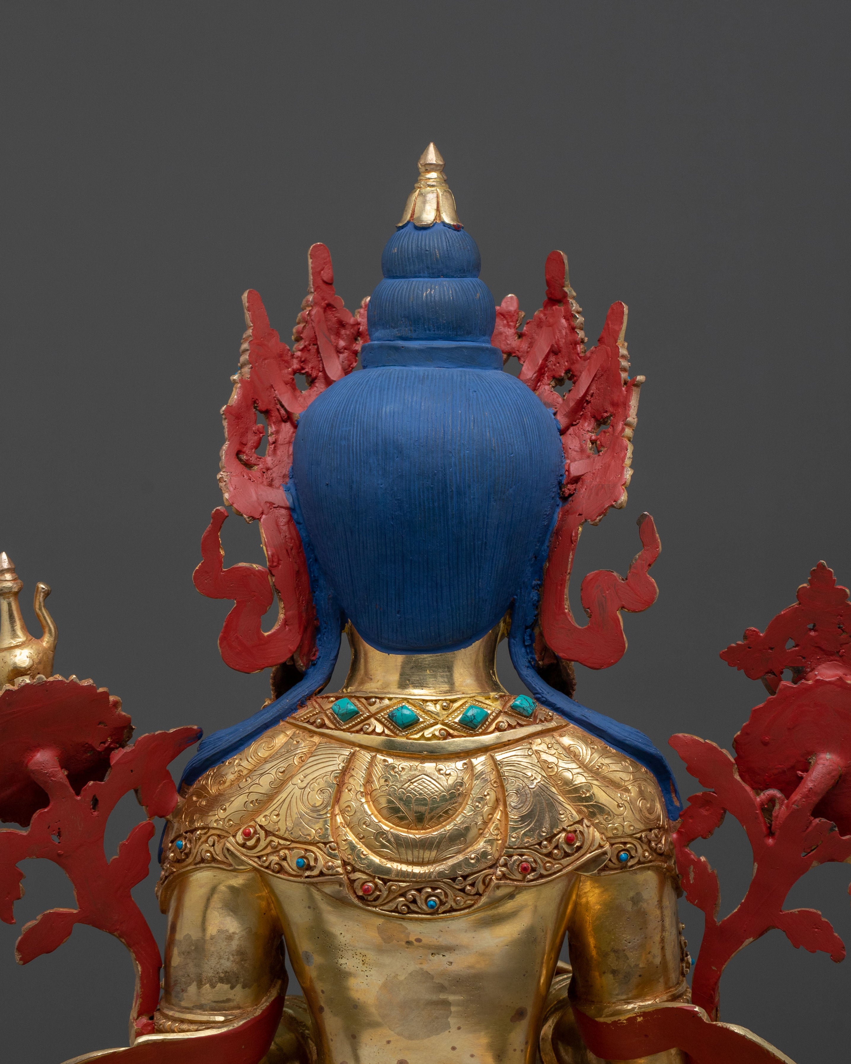 Maitreya Buddha Fire Gold Gilded Statue | Home Decor