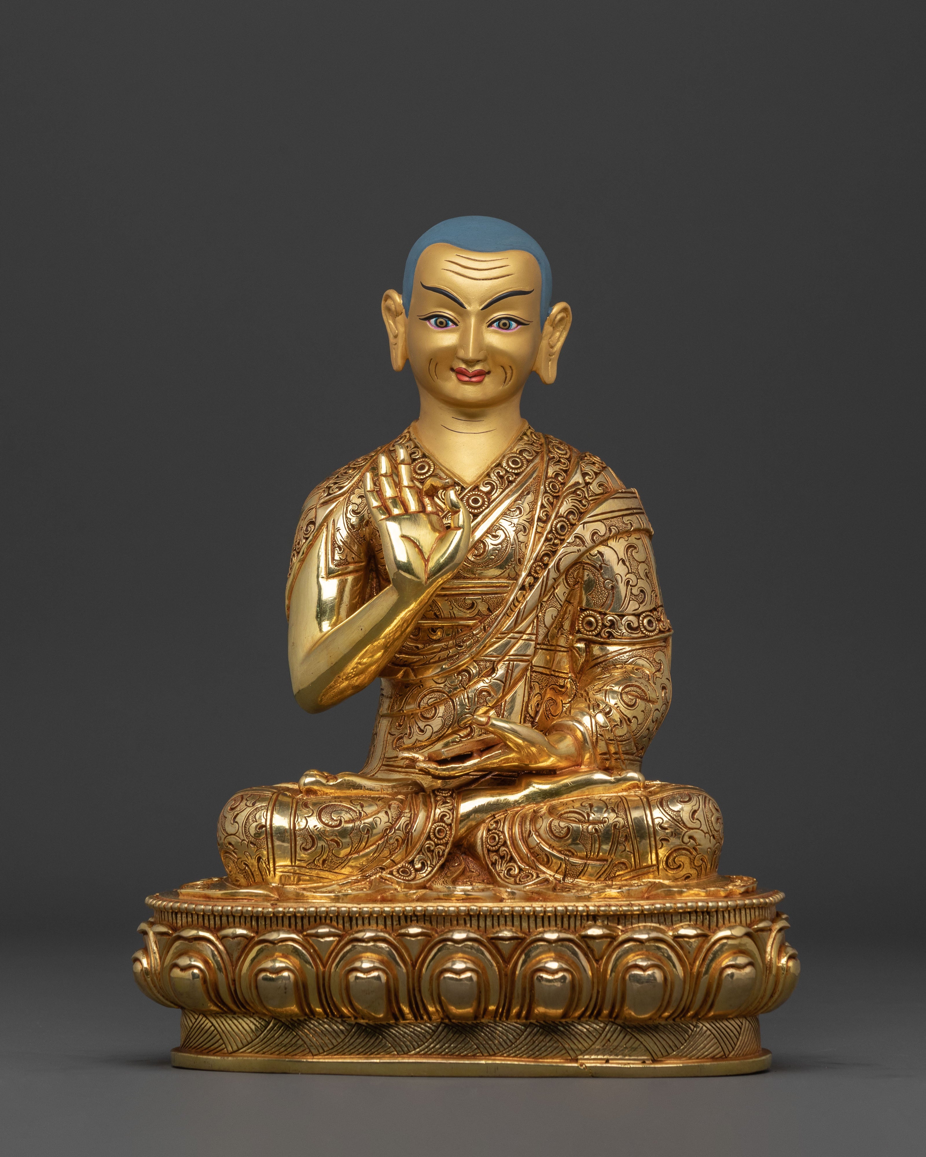 Buddhist Statue Set of Tsongkhapa with Disciples – Gilded Copper Masterpiece