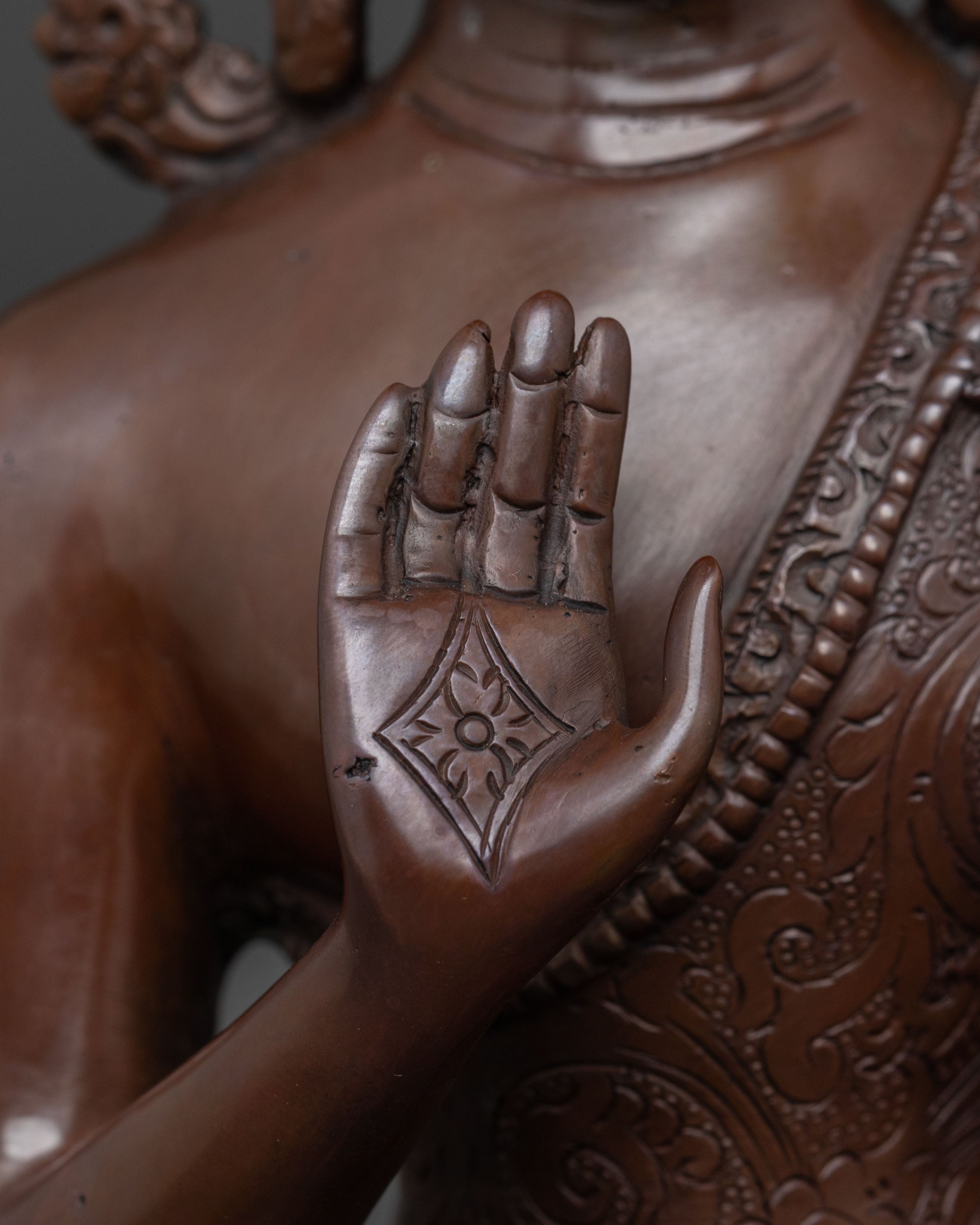 Amogasiddhi Divine Statue with Oxidized Copper Body