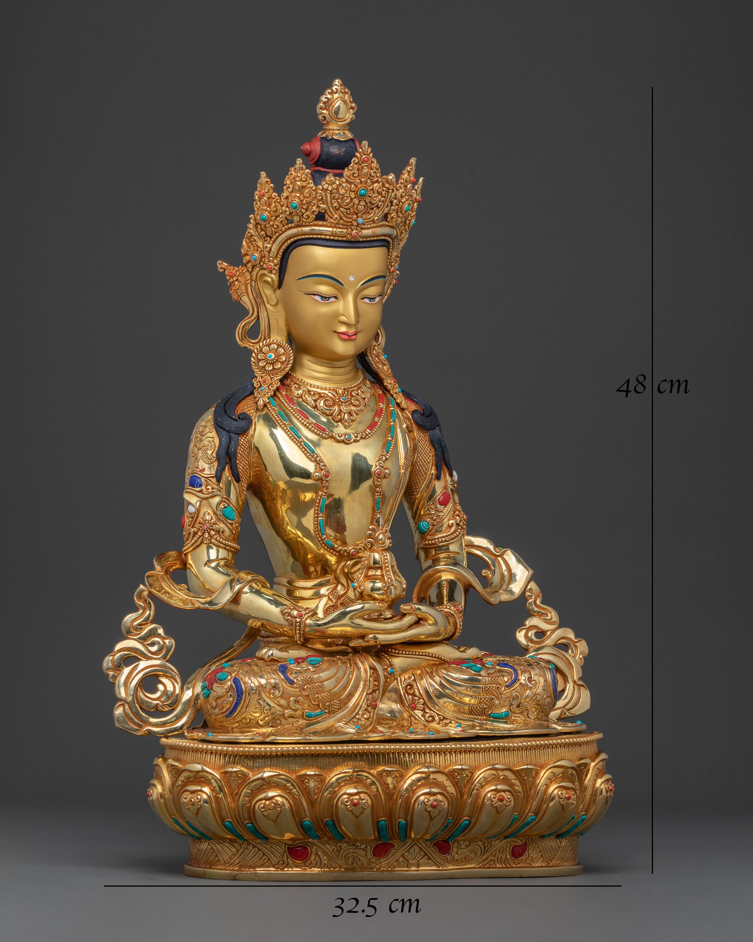Amitayus: 24K Gold Gilded Traditional Statue
