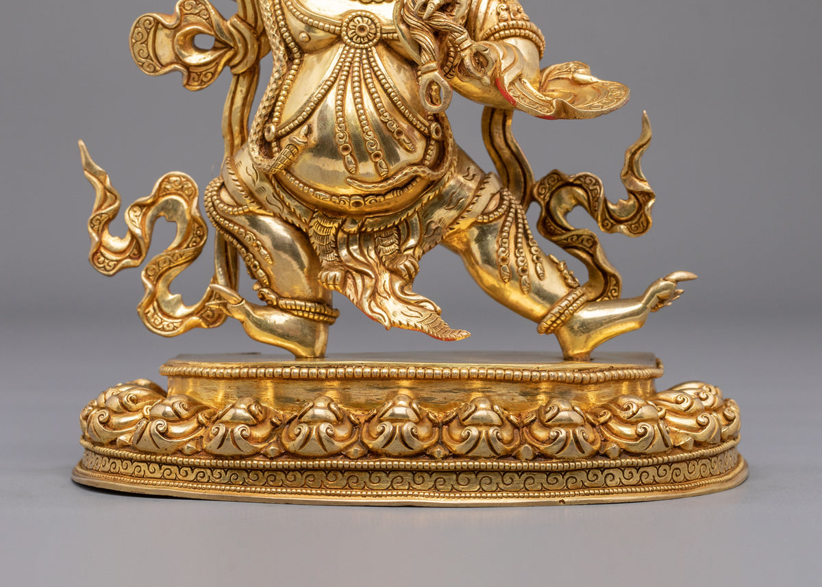 Sacred Bodhisattva Vajrapani Golden Sculpture | 24K Gold Gilded