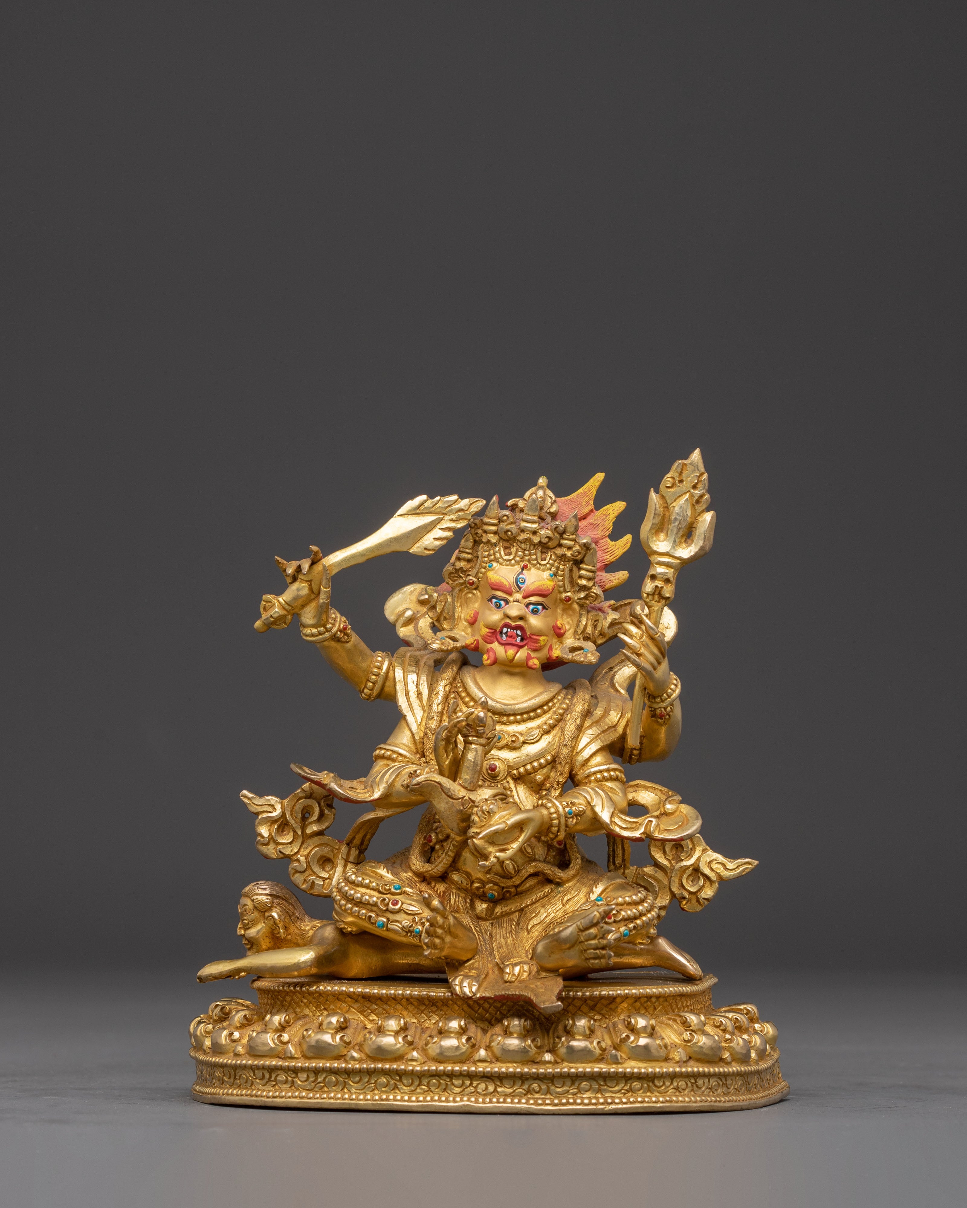 Himalayan Sculpture of Four Armed Mahakala | Protector Deity