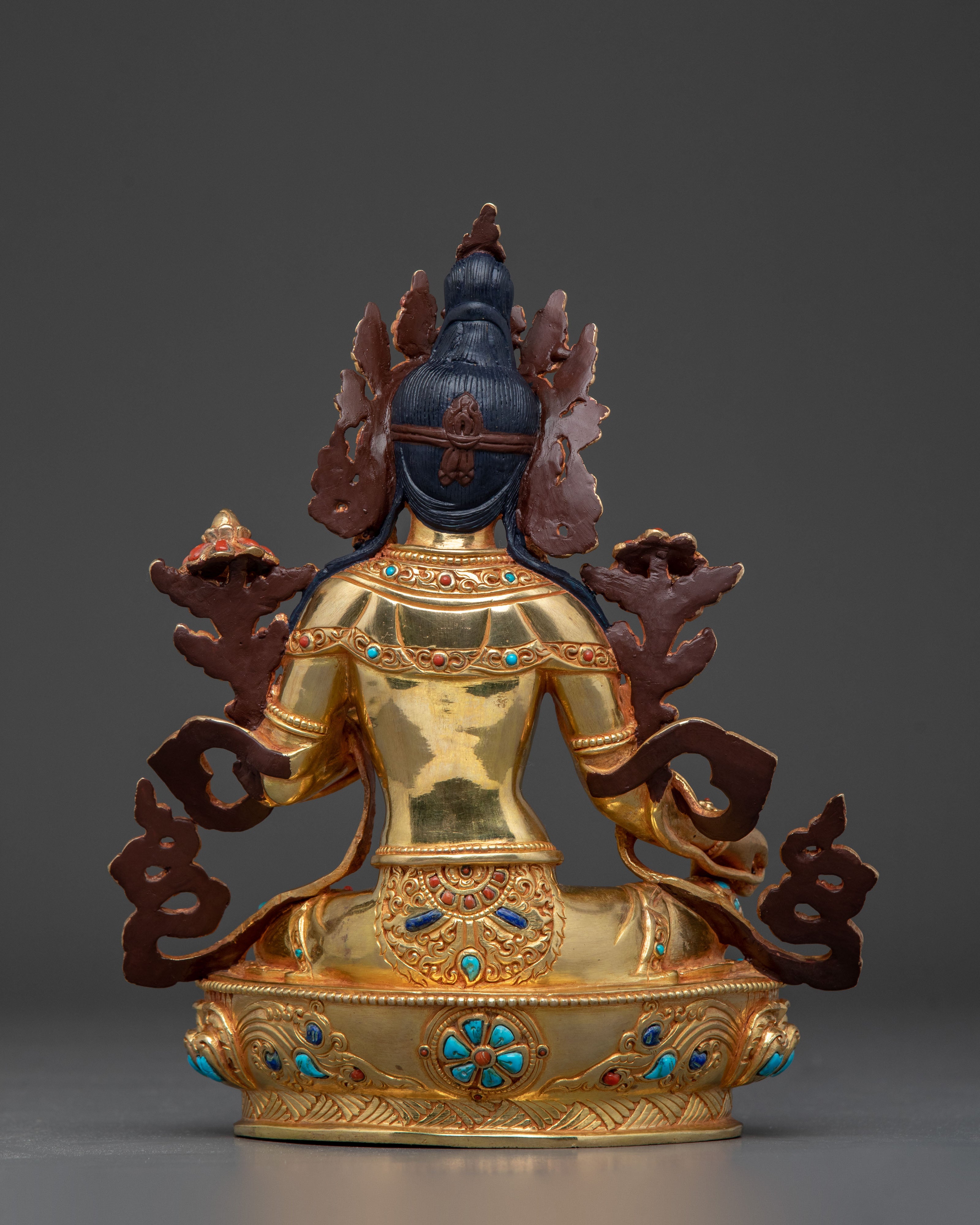 Green Tara 24K Gold Gilded Statue | Himalayan Artistry