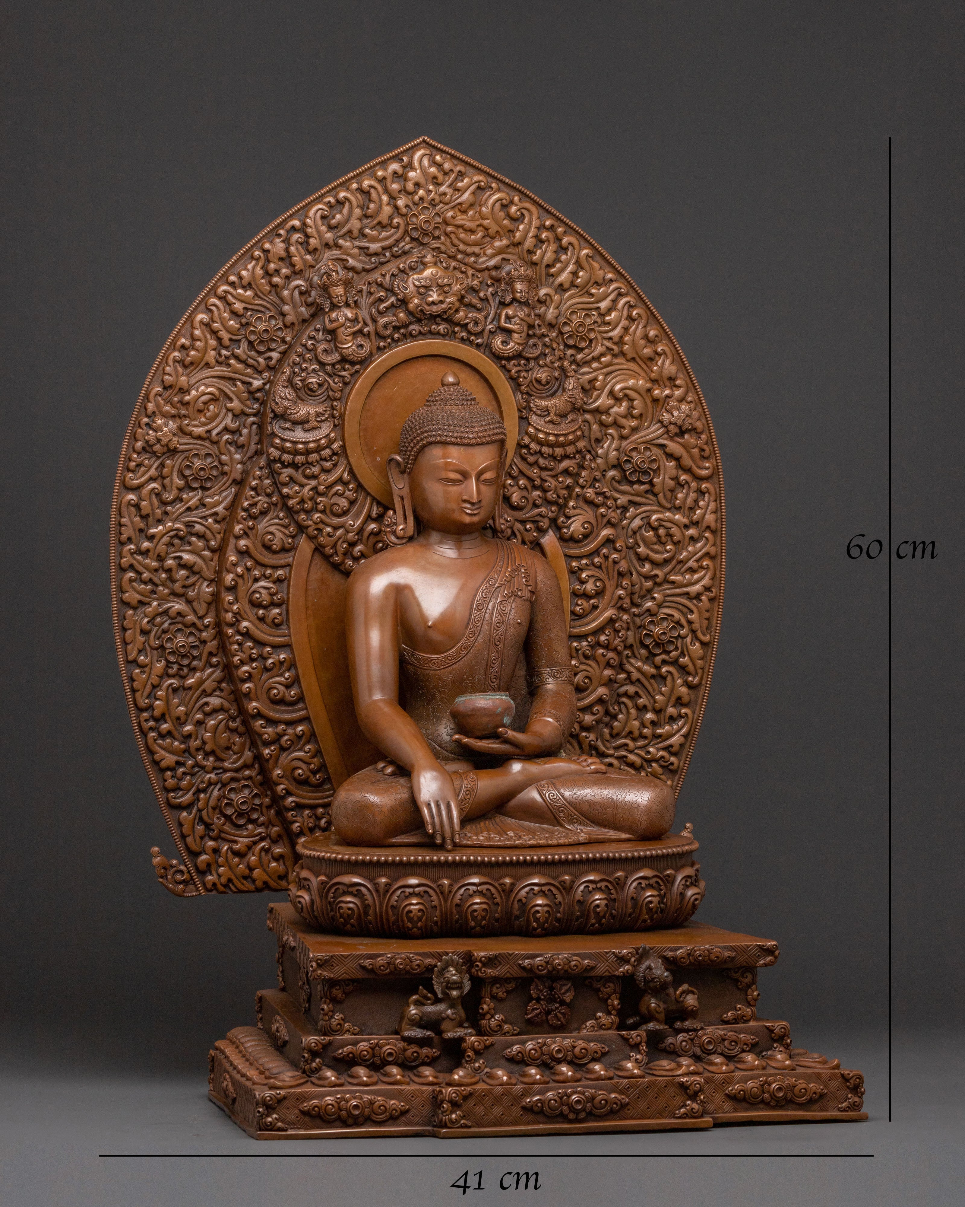 Shakyamuni Buddha Sculpture on Throne for Altar