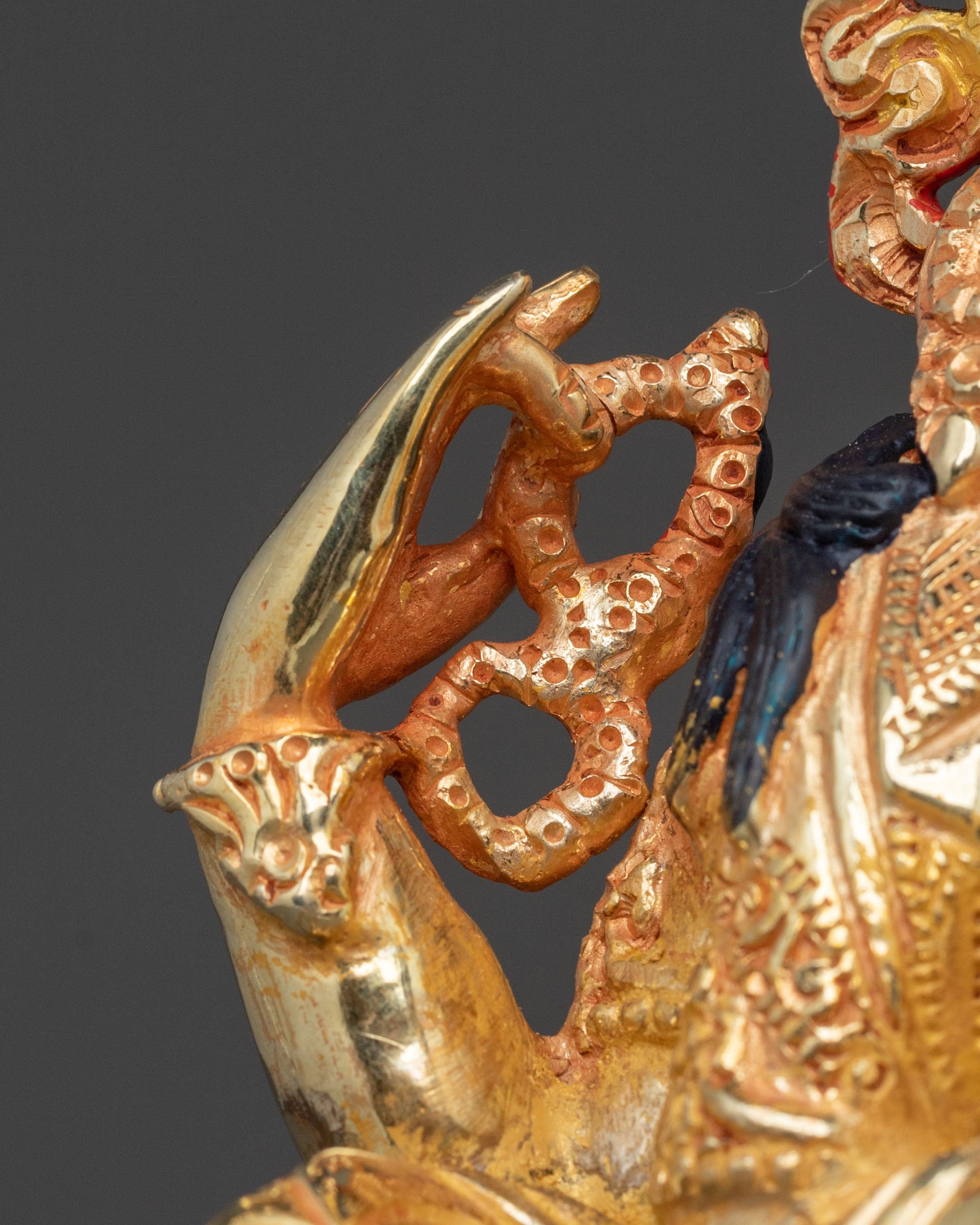 Hand Carved Chenrezig Copper Statue with 24K Gold Gilding