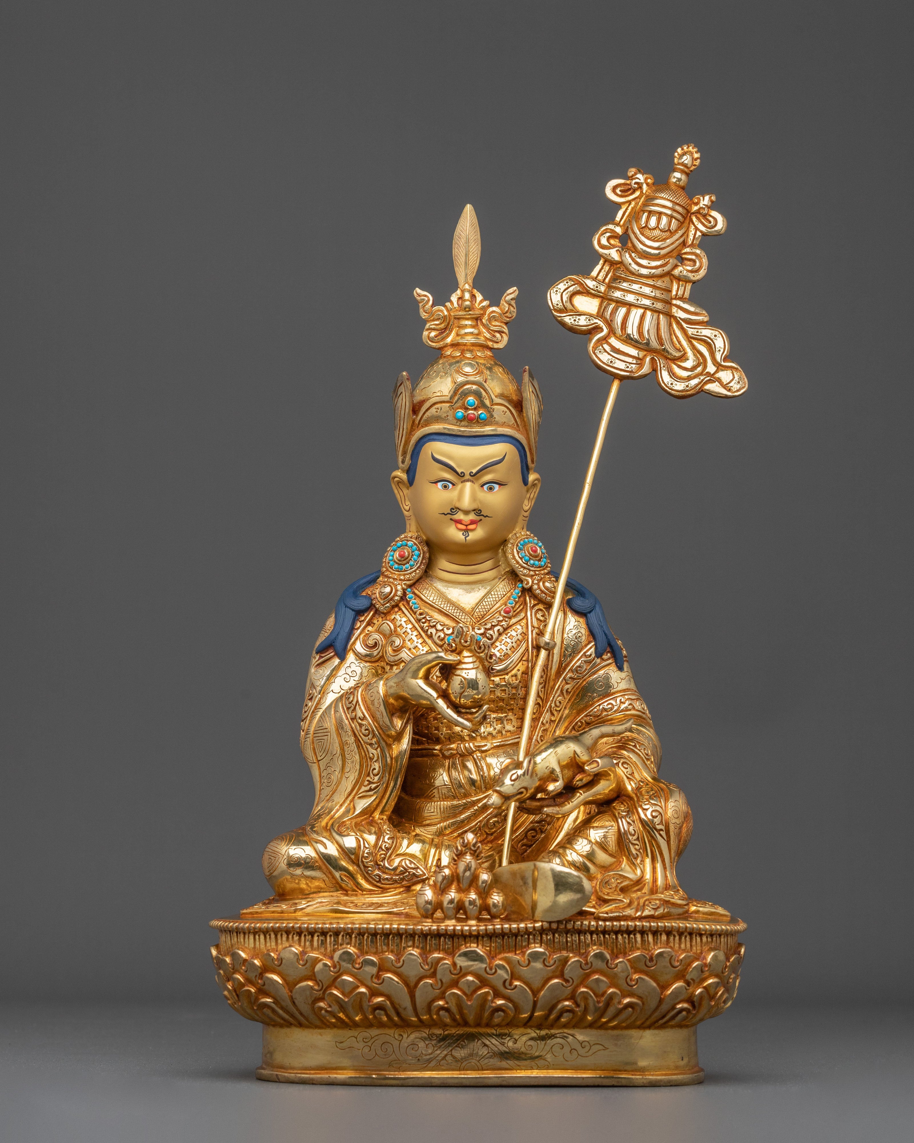Tibetan Guru Norla Buddhist Sculpture with Antique Finish