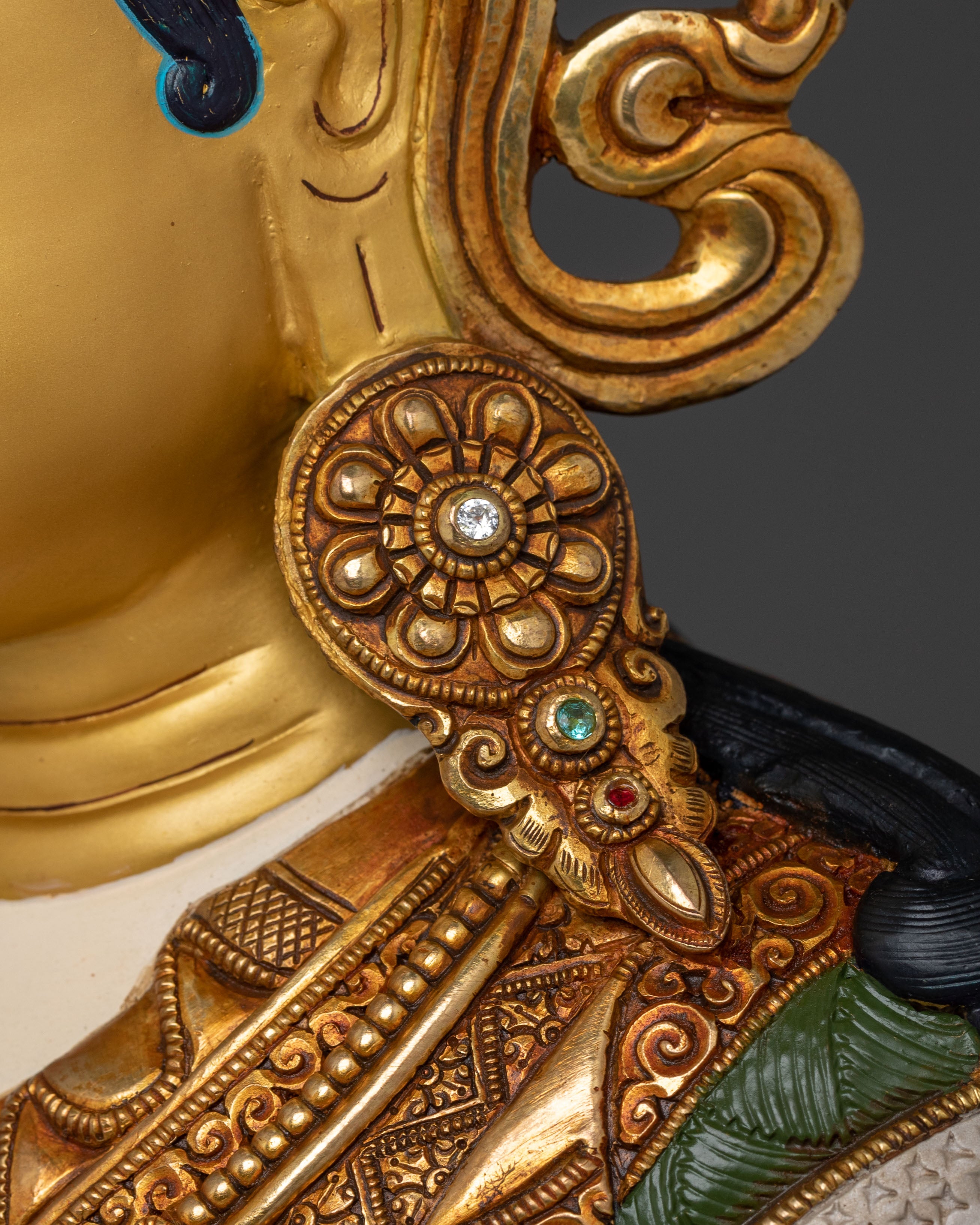 Guru Rinpoche Vajrayana Master Sculpture | Tibetan Buddhist Altar Decor