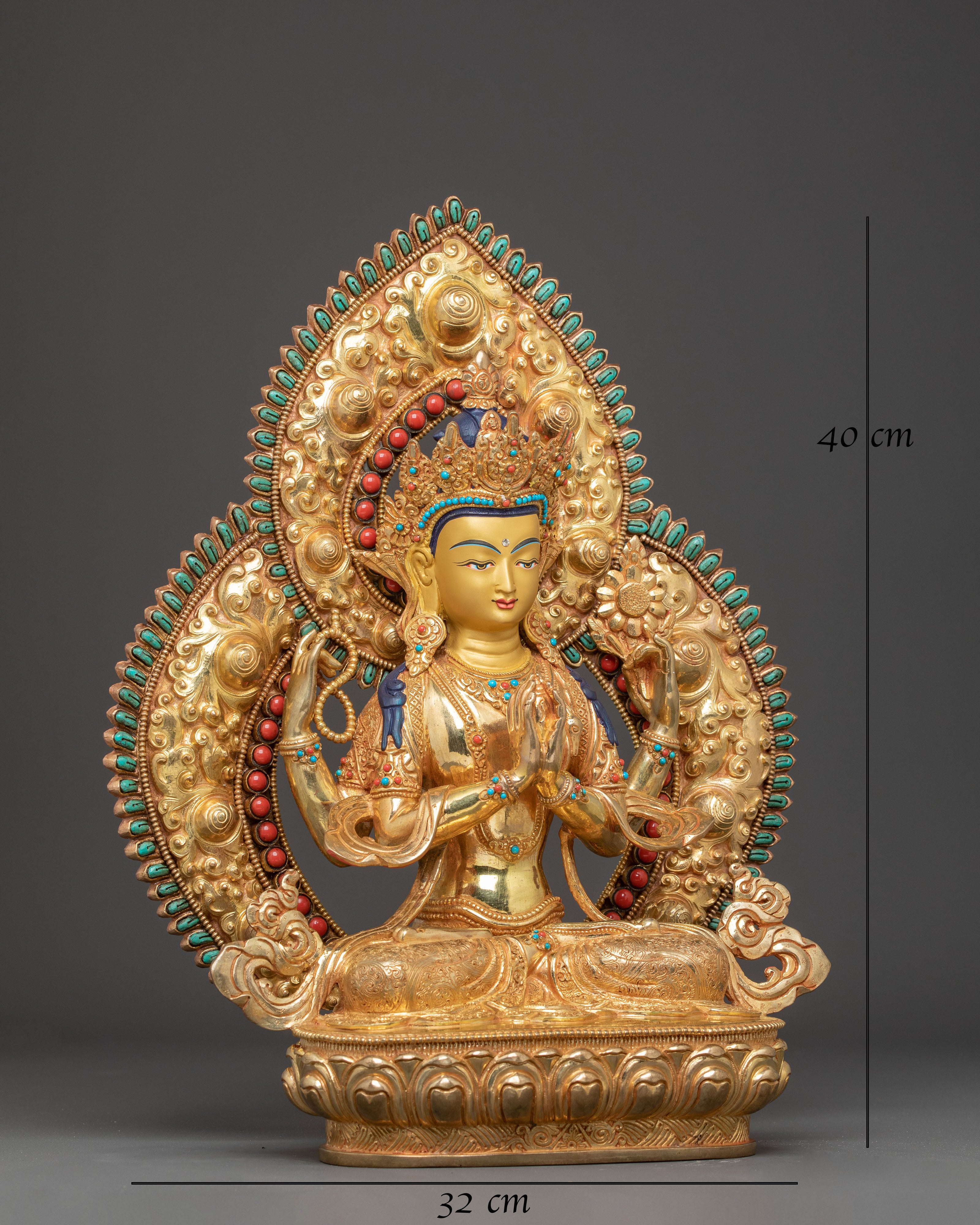 Golden Chenrezig Statue of Compassion