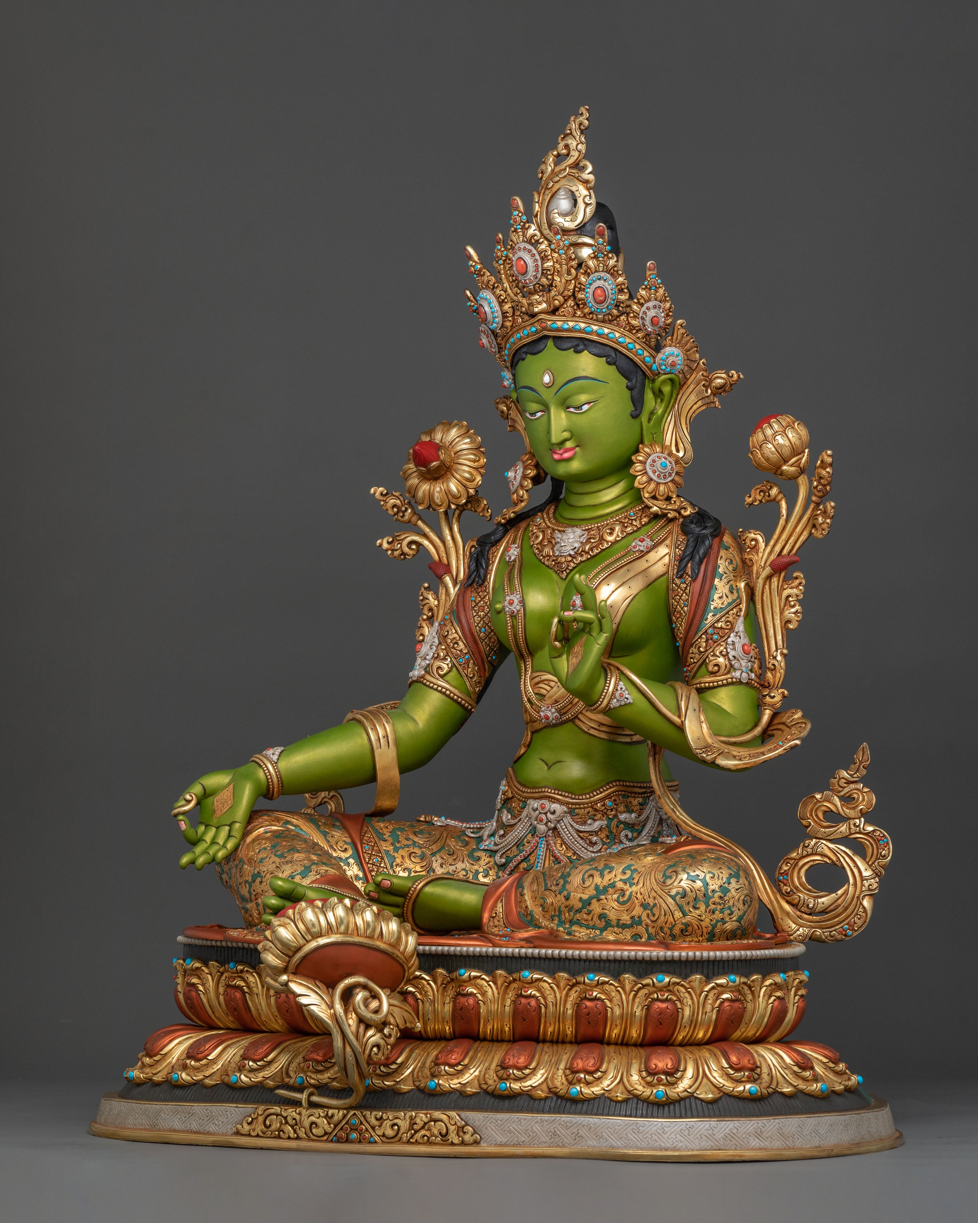 Syamatara: 24K Gold Gilded Traditional Statue