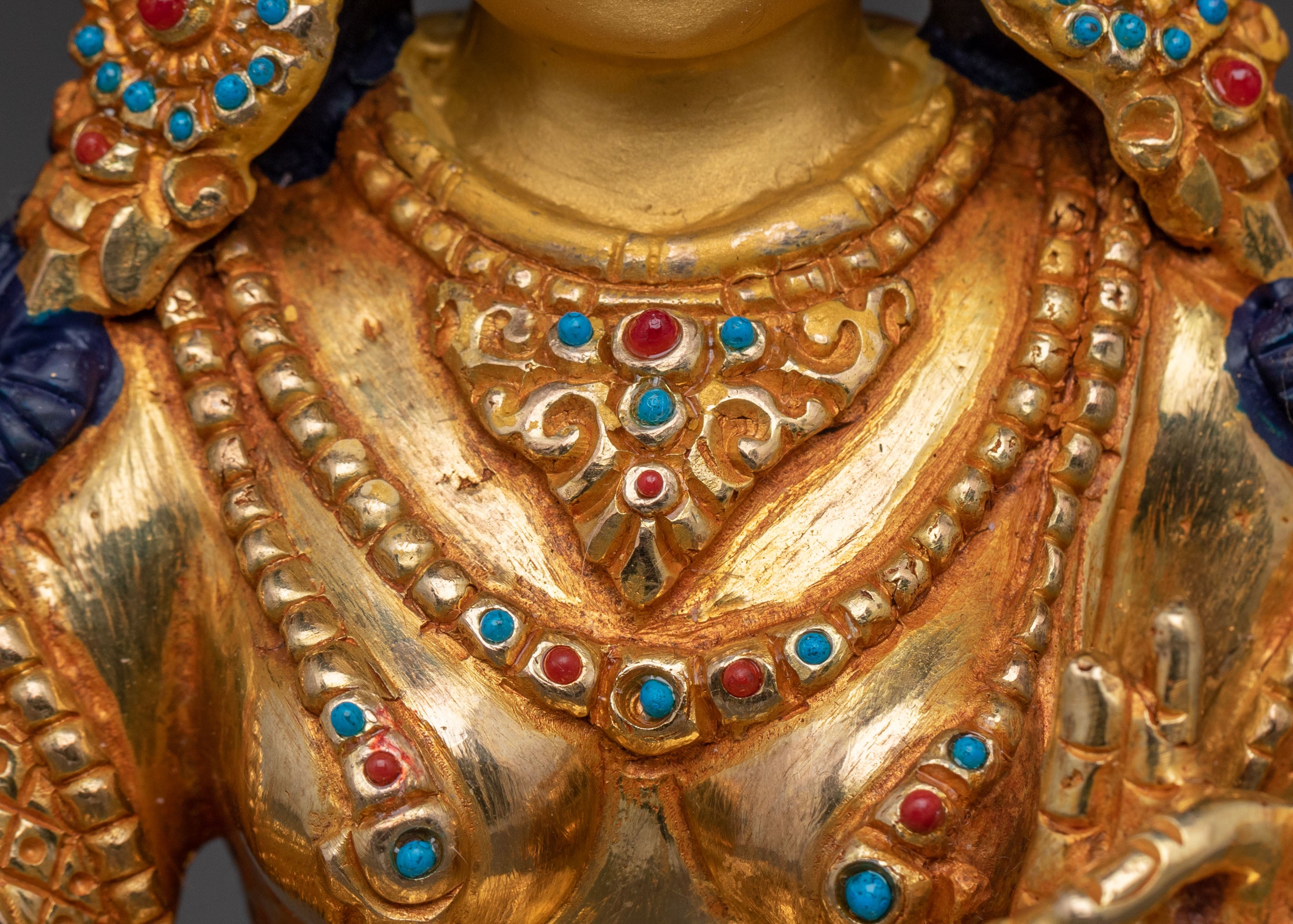 Green Tara Statue | 24K Gold Gilded Figure