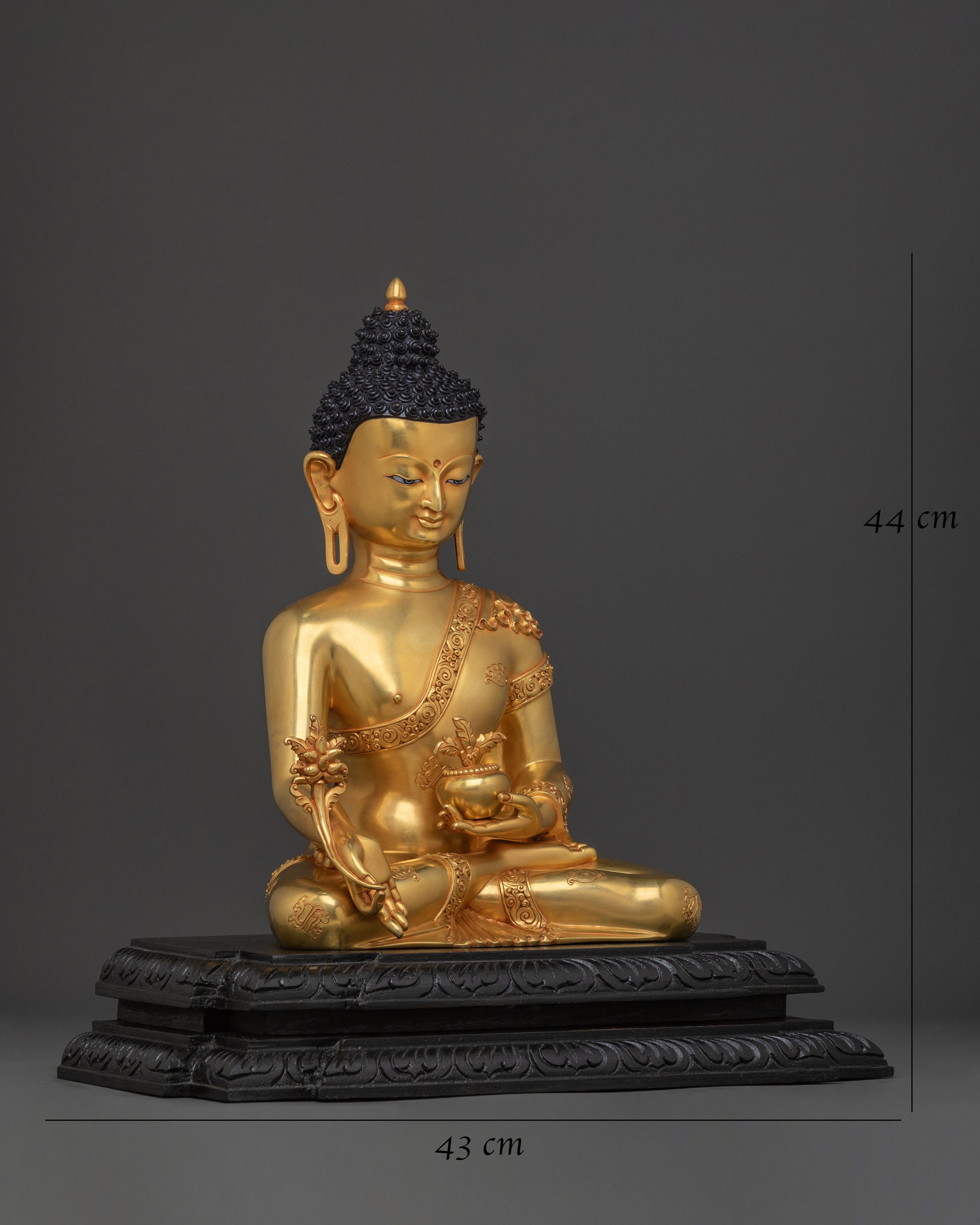 Handcrafted Medicine Buddha Spiritual Healing Statue | 24K Gold Gilding