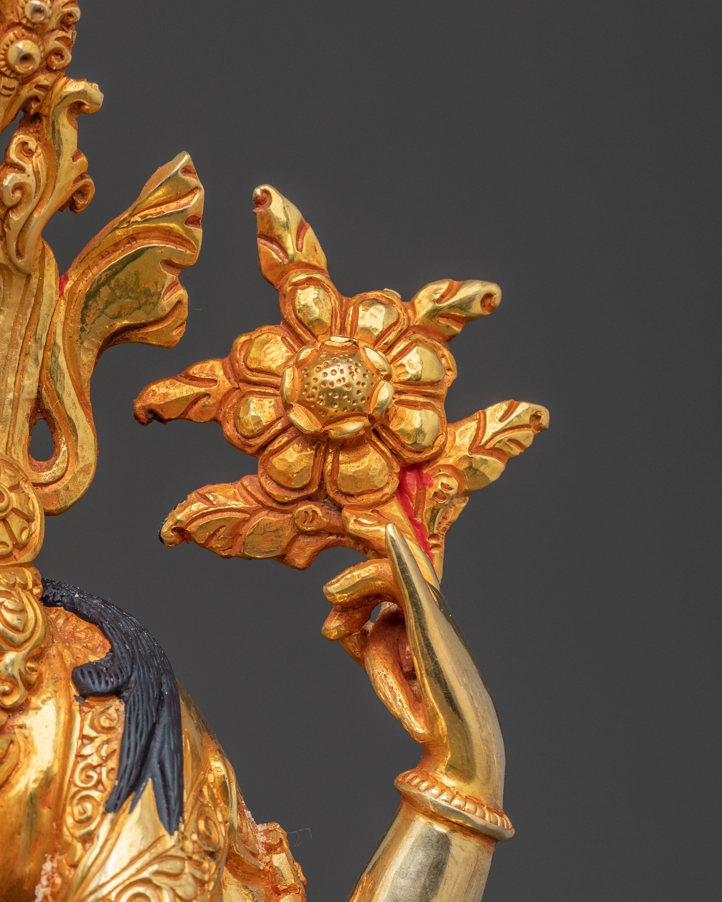 Chenrezig Buddha Statue - 24K Gold Gilded Copper Avalokiteshvara