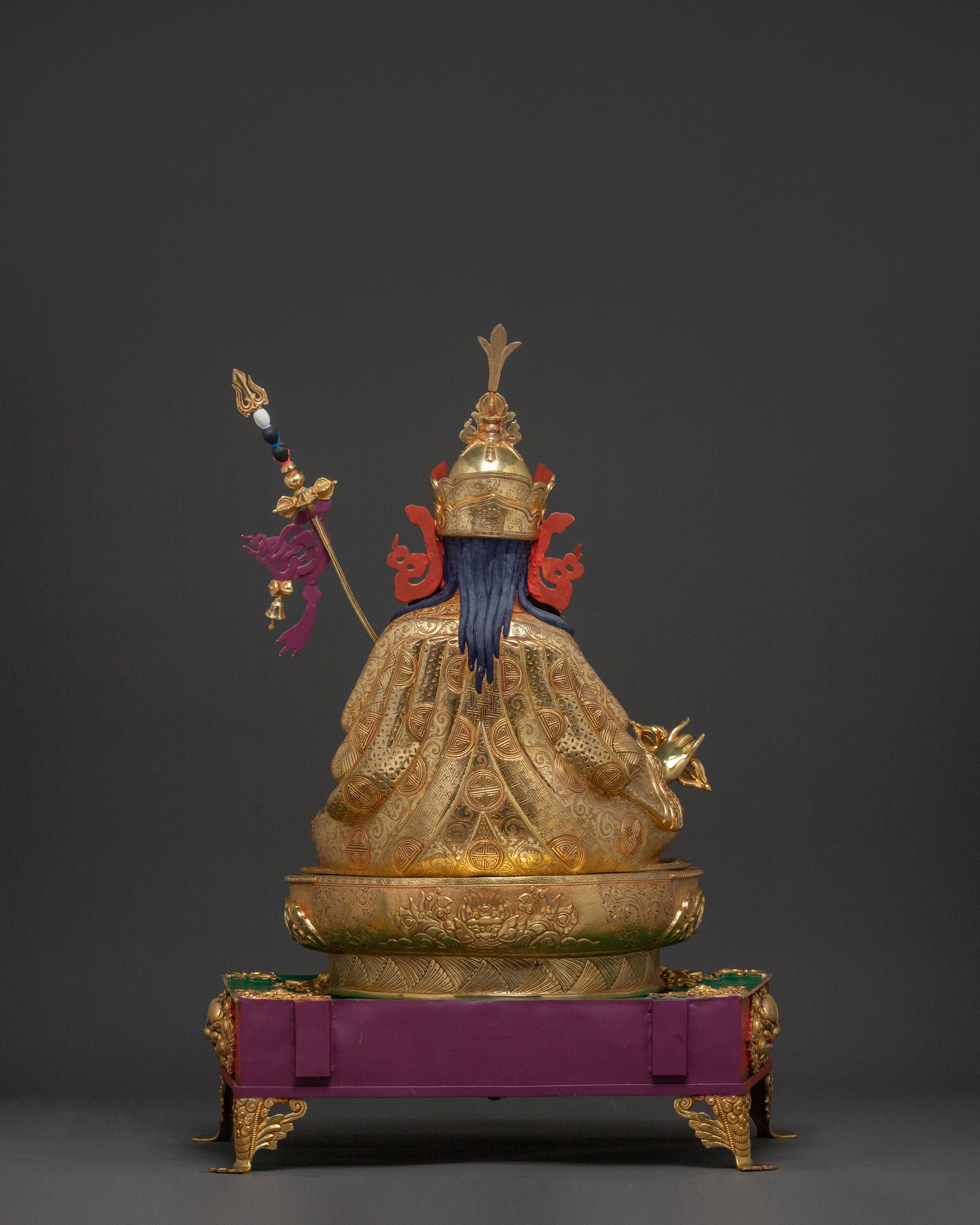 Guru Rinpoche Sacred Statue on Throne | Altar Decor Sculpture