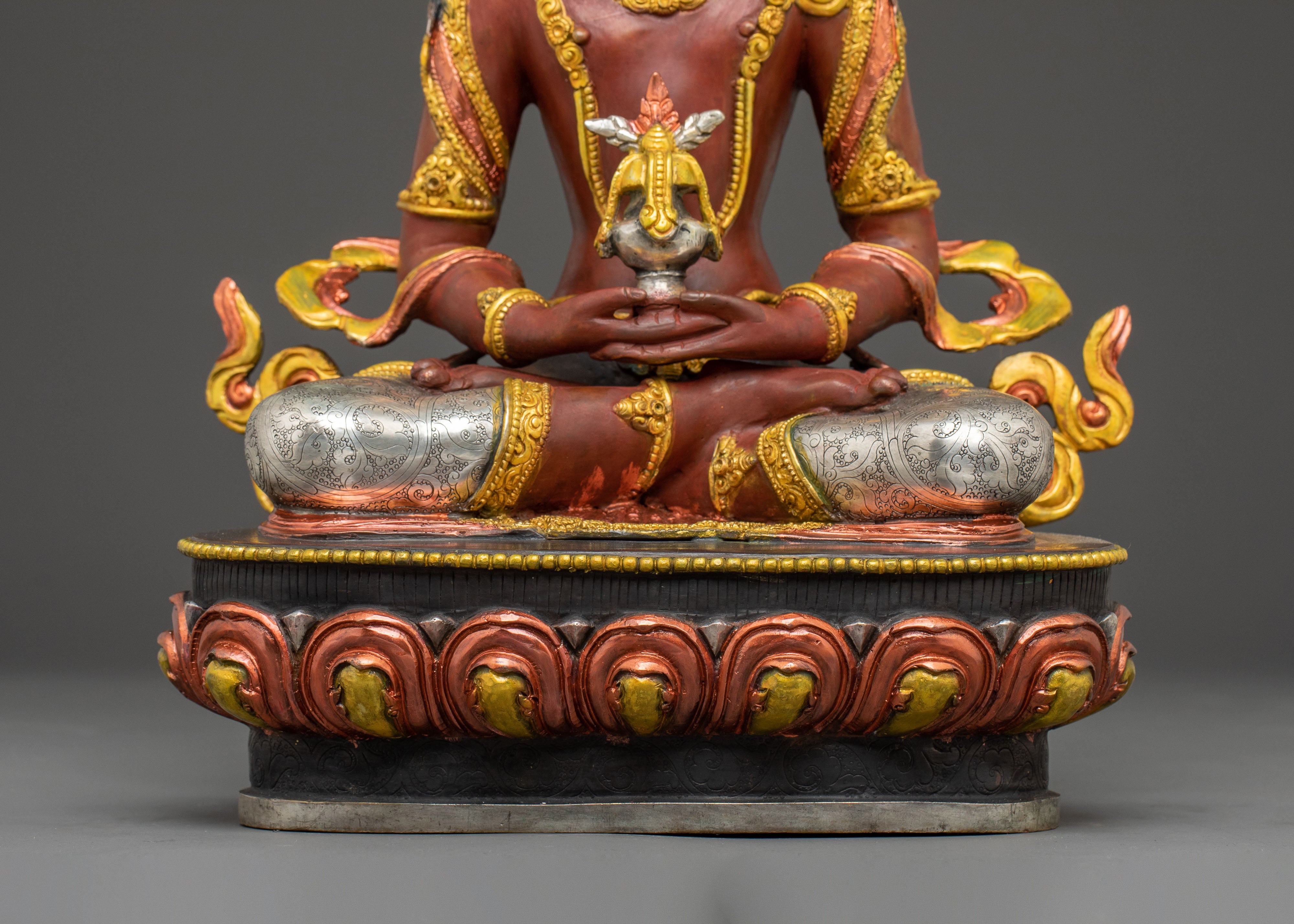 Amitayus Handcrafted Statue — Serene Gilded Copper