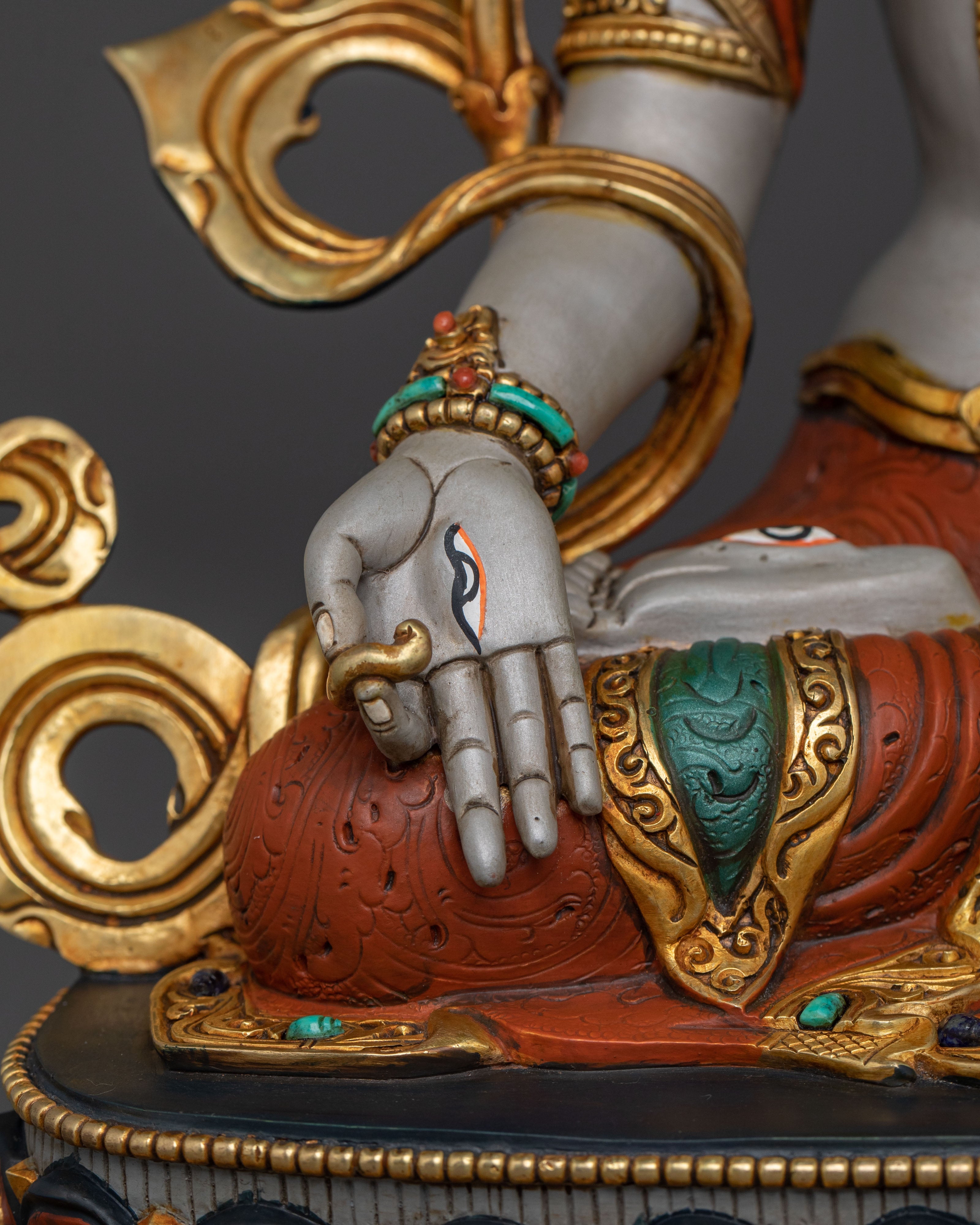 White Tara Statue | 24K Gold Gilded Serenity