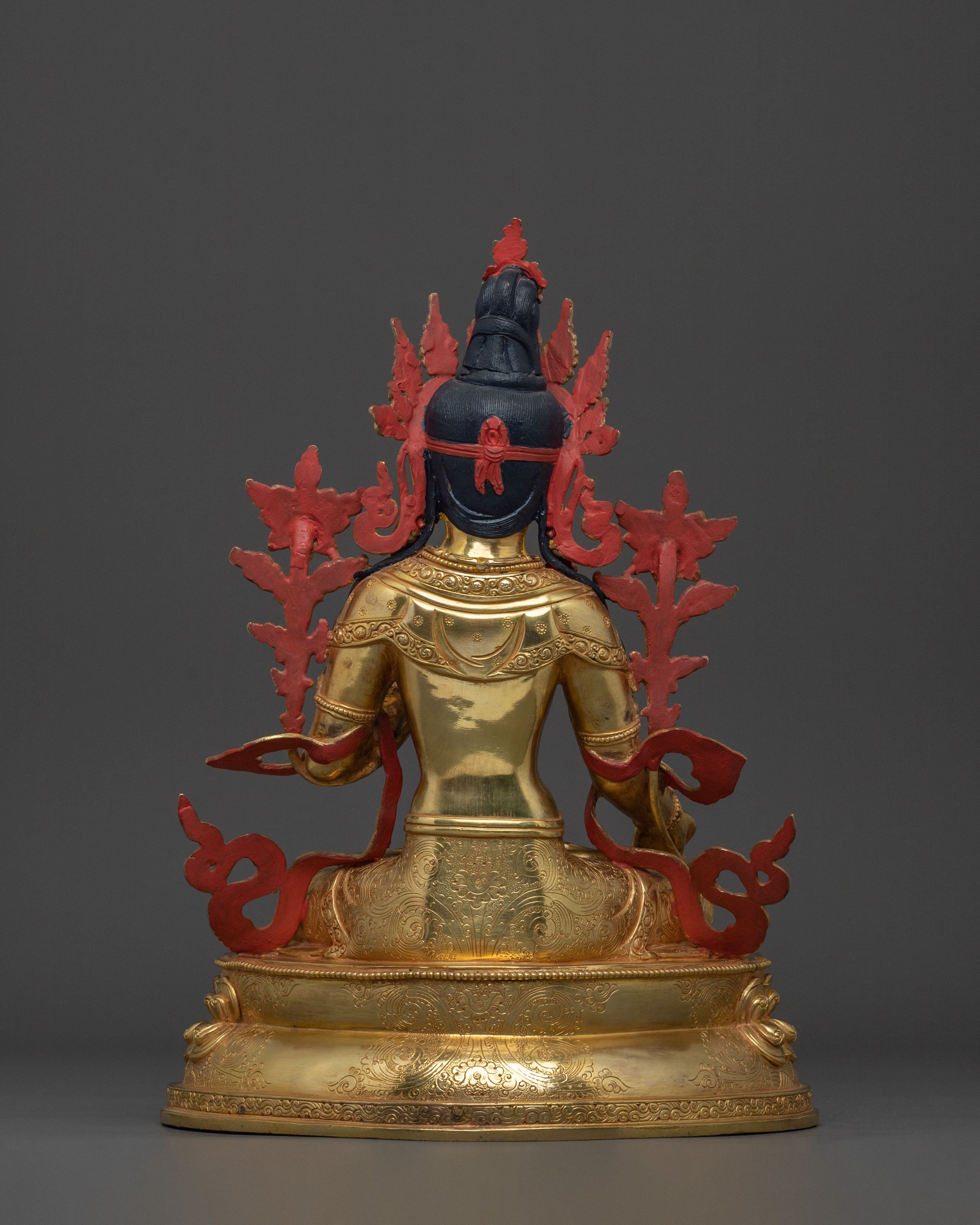 A Radiant Handmade Namgyalma Statue Set | 24K Gold Glided