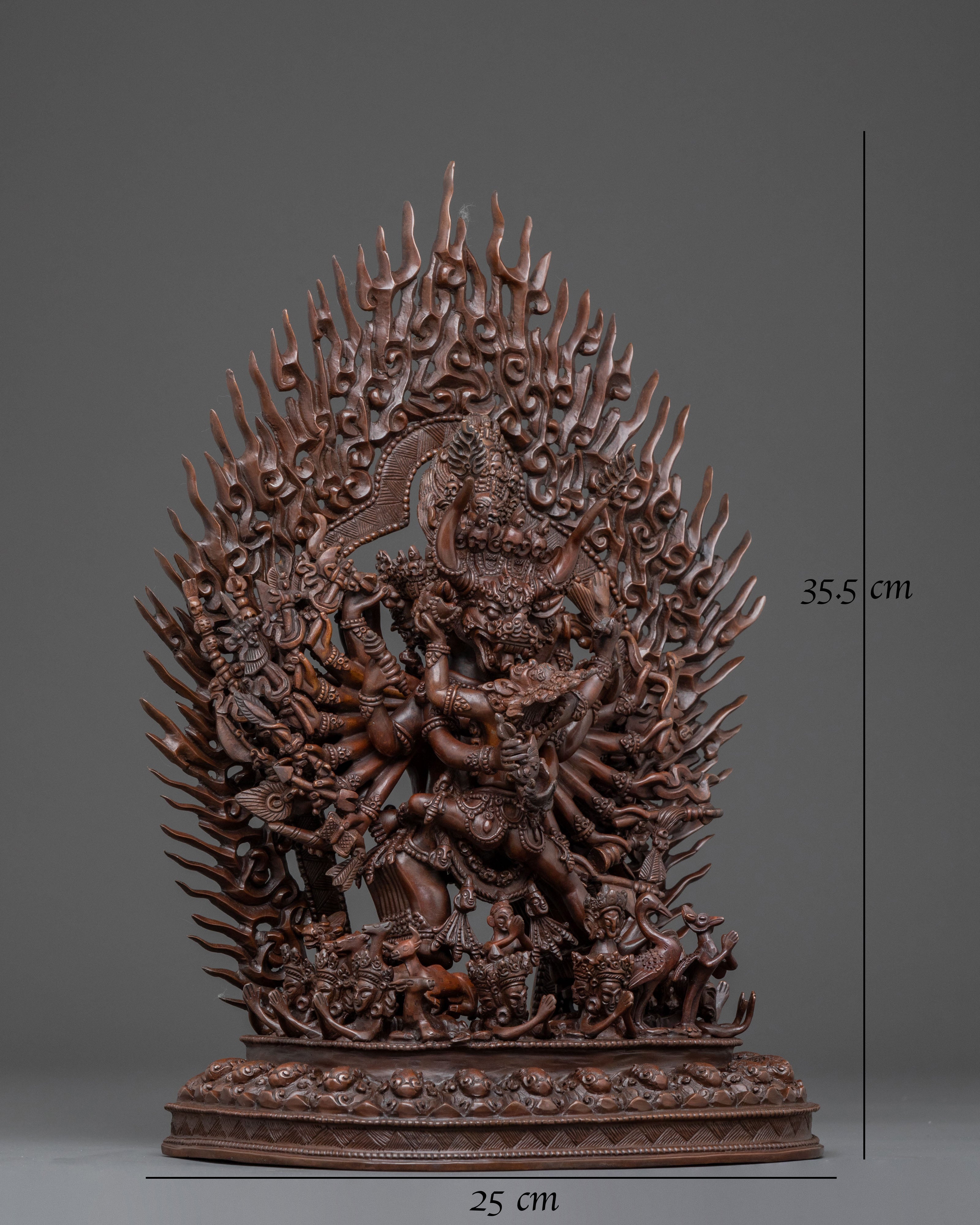 Yamantaka Sacred Statue - Oxidized Copper Art